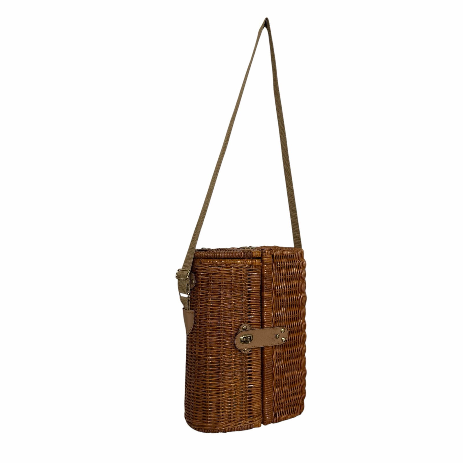 Vintage Double Buckle Crossbody Basket Wine Caddy - 2