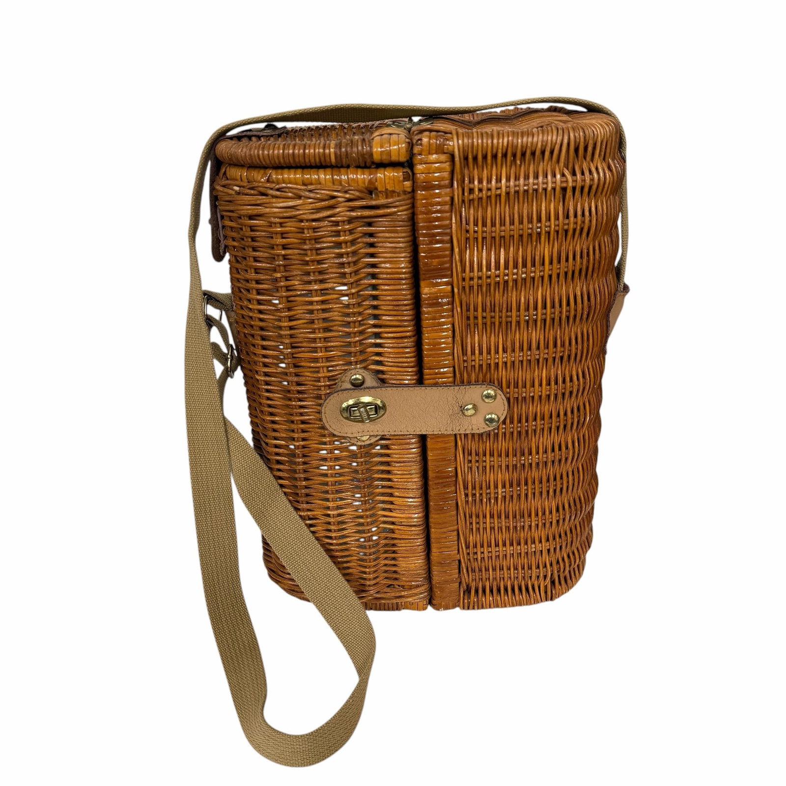 Vintage Double Buckle Crossbody Basket Wine Caddy - 3