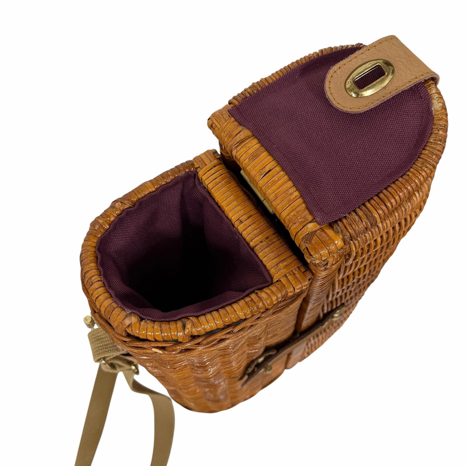 Vintage Double Buckle Crossbody Basket Wine Caddy - 4