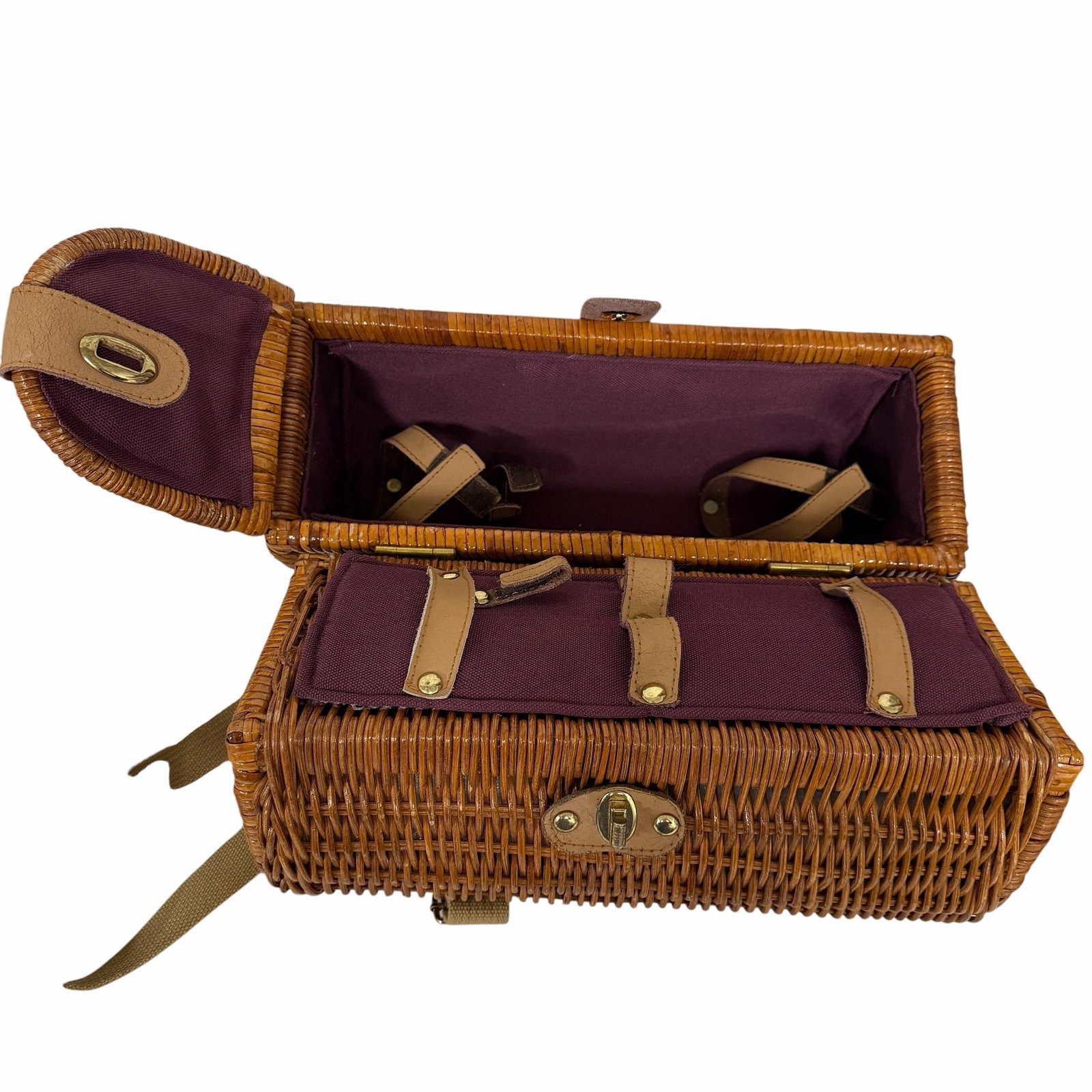 Vintage Double Buckle Crossbody Basket Wine Caddy - 5