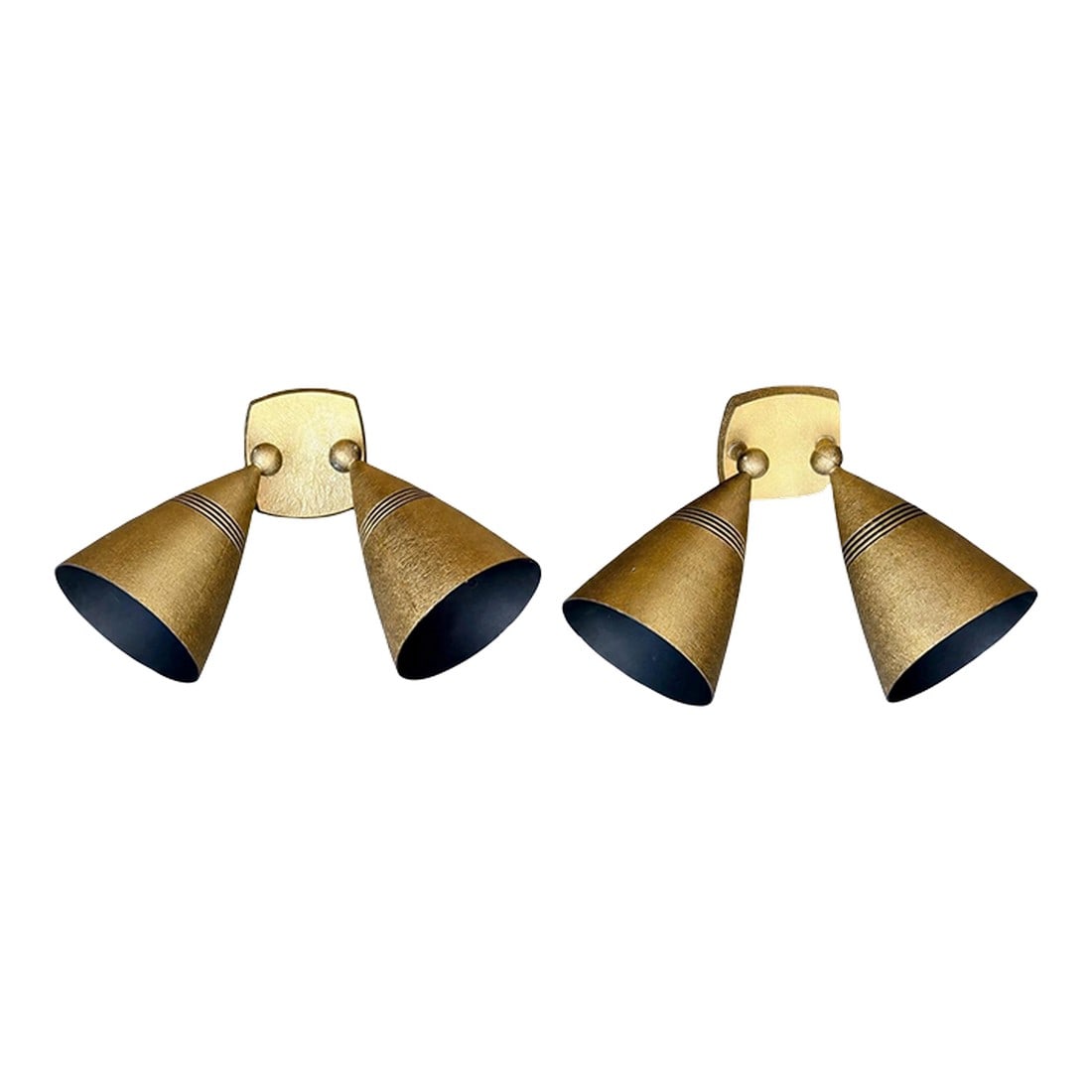 Pair 1960s Stonco Award Series Outdoor Bullet Lights Cast Aluminum Antique Gold Crackle Finish Nos (1 of 17)