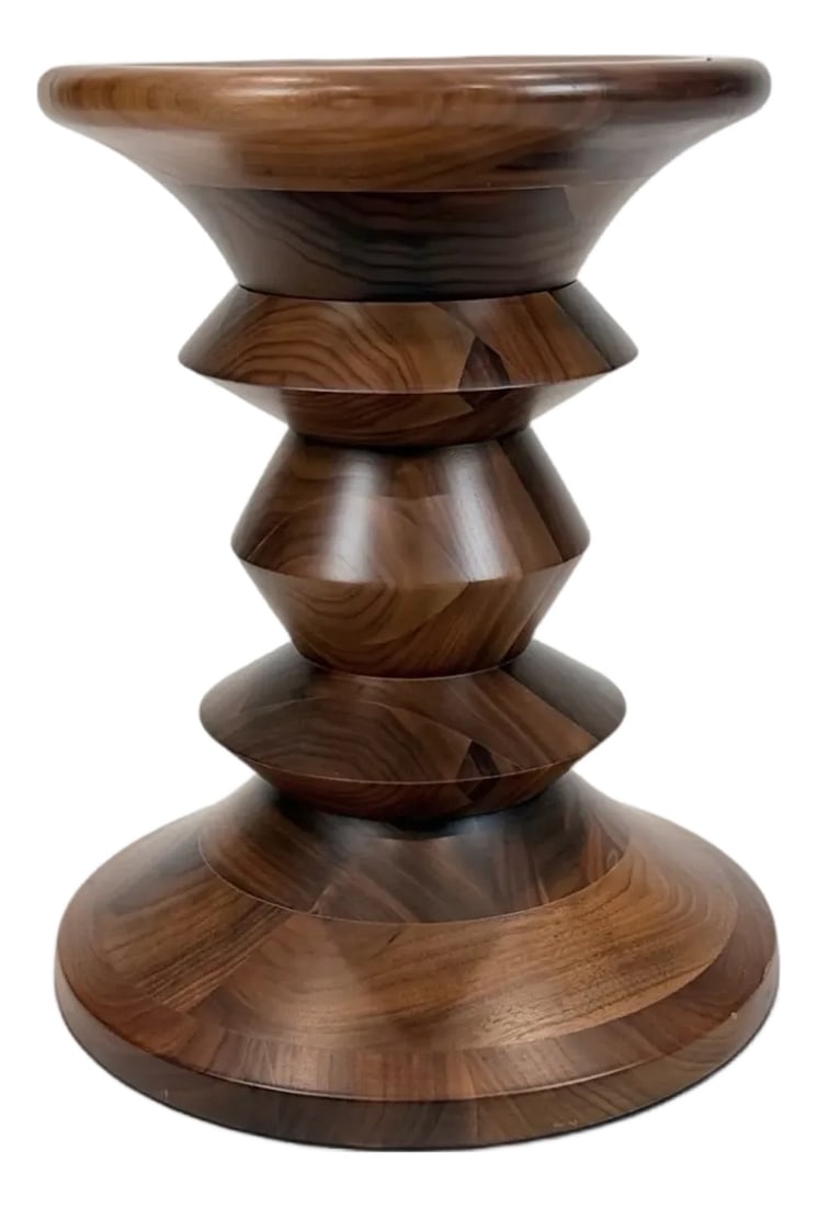 Herman Miller Eames Time Life Walnut Stool Model C - 1960 Design: An iconic example of mid-century American design, this authentic Eames Walnut Stool (Shape C) was originally designed by Charles and Ray Eames in 1960 for the Time-Life Building in New York. Crafted f