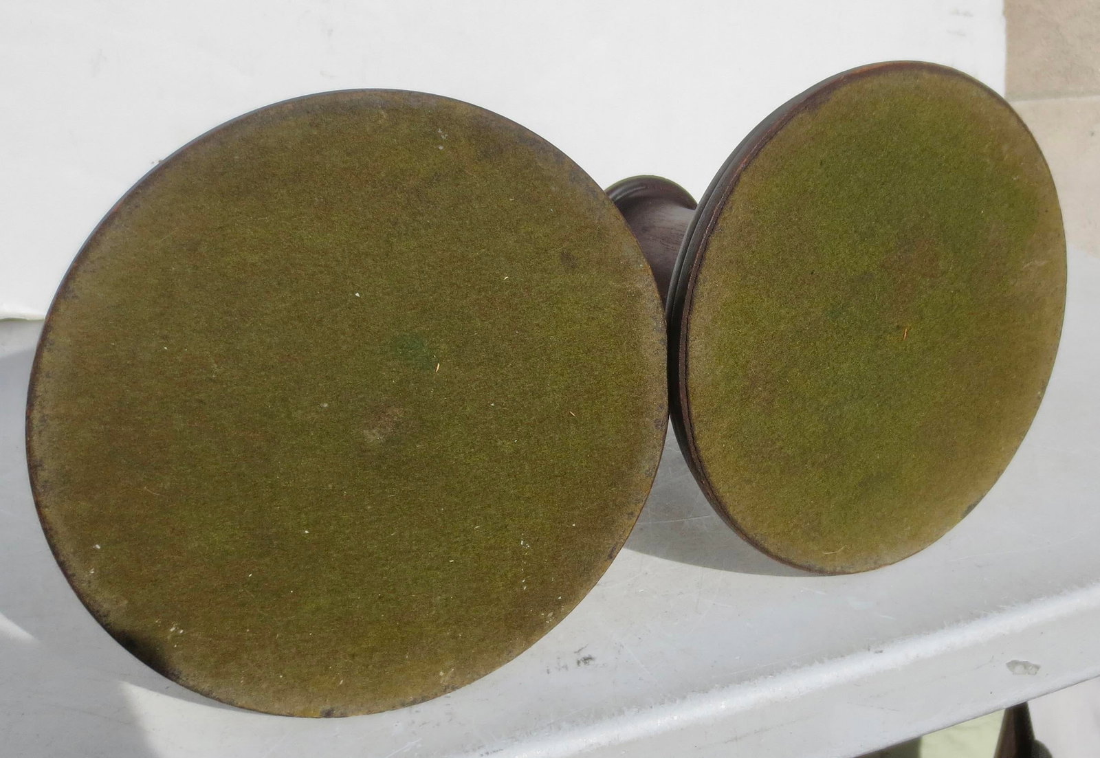 English Arts and Crafts Oak Candlesticks- A Pair of 2 - 4