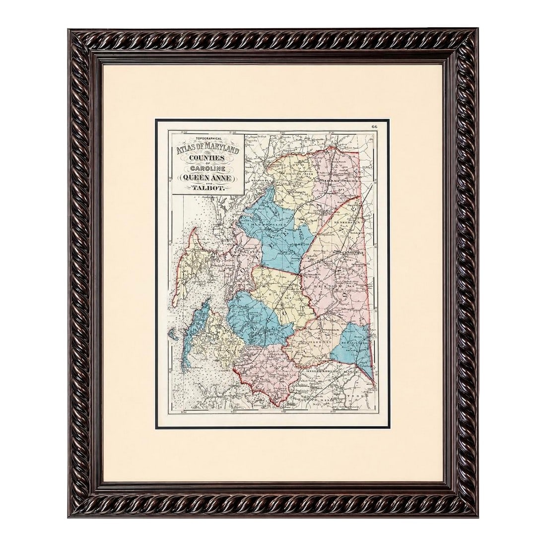 Talbot, Queen Anne & Caroline | Original 1873 Maryland Counties Map – Stedman & Brown: A finely detailed original 1873 engraving from the Topographical Atlas of Maryland Counties by Stedman & Brown, featuring Talbot, Queen Anne, and Caroline Counties along Maryland's Eastern Shore.
