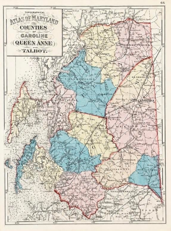 Talbot, Queen Anne & Caroline | Original 1873 Maryland Counties Map – Stedman & Brown - 2