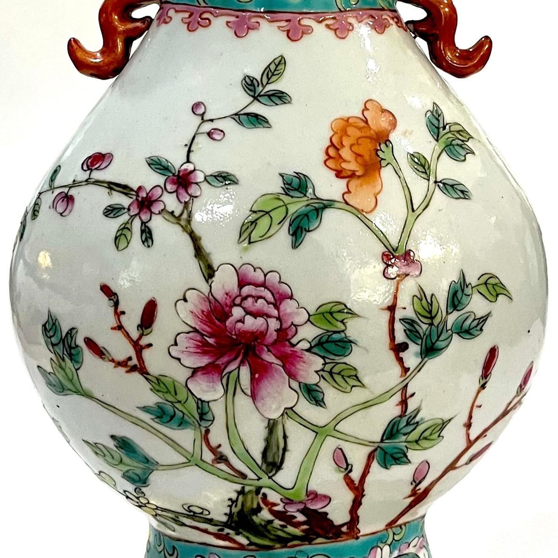 1920's Chinese Famille Rose Porcelain Vase Table Lamp - Newly Rewired - 4