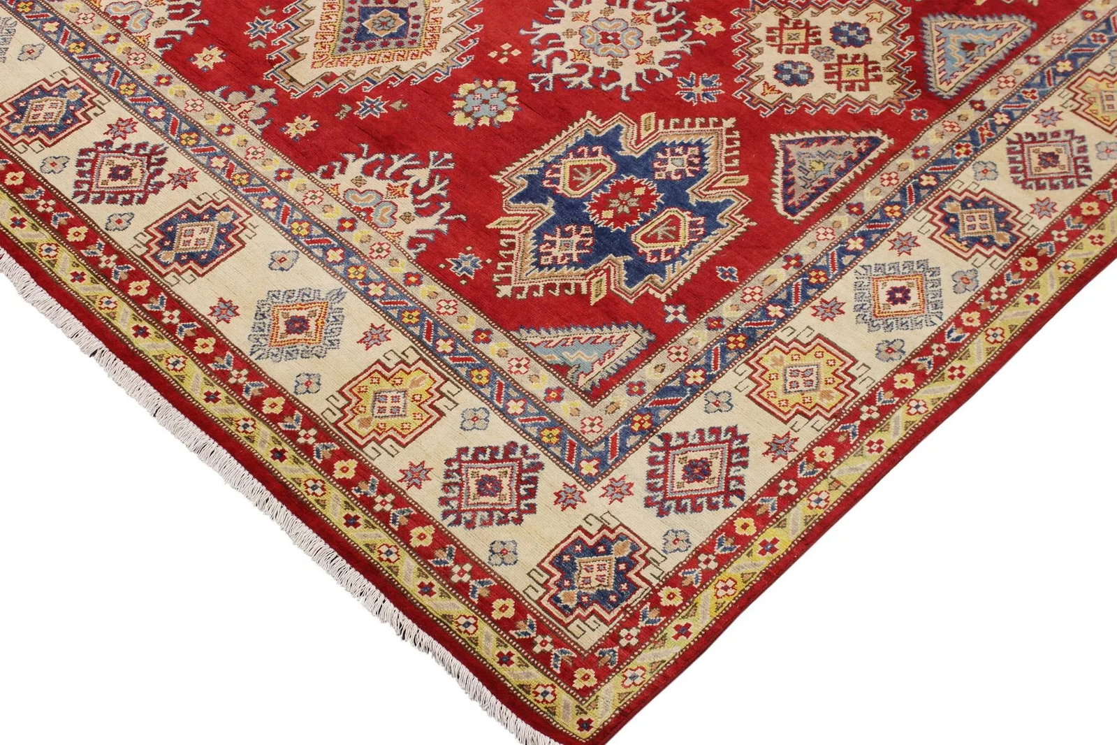 1990s 1990s Vintage Bohemian Kazak Blue/Beige Wool Rug - 9'2" X 11'9" - 4