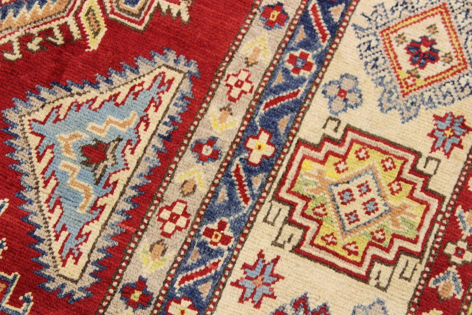 1990s 1990s Vintage Bohemian Kazak Blue/Beige Wool Rug - 9'2" X 11'9" - 5