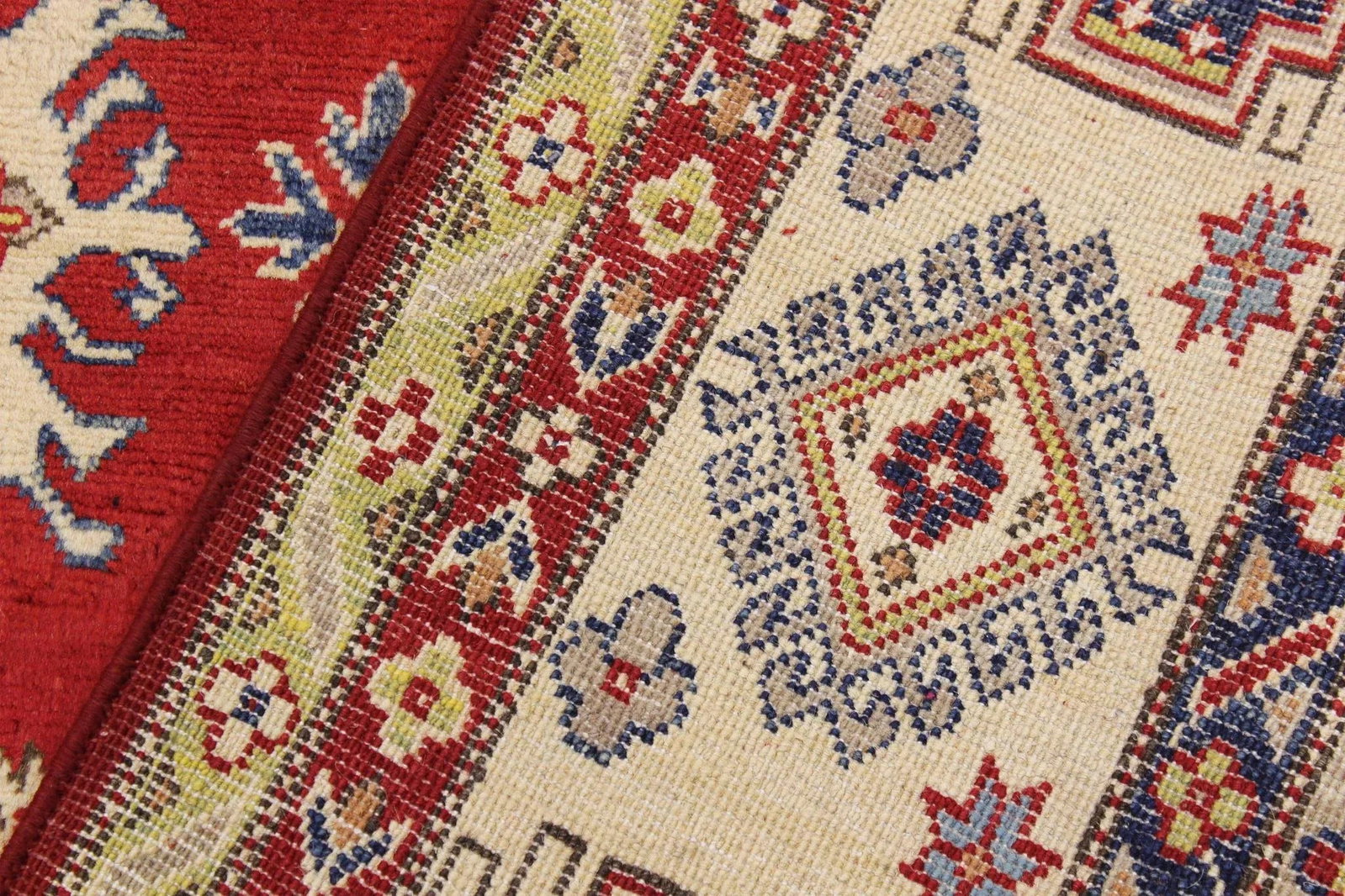 1990s 1990s Vintage Bohemian Kazak Blue/Beige Wool Rug - 9'2" X 11'9" - 9
