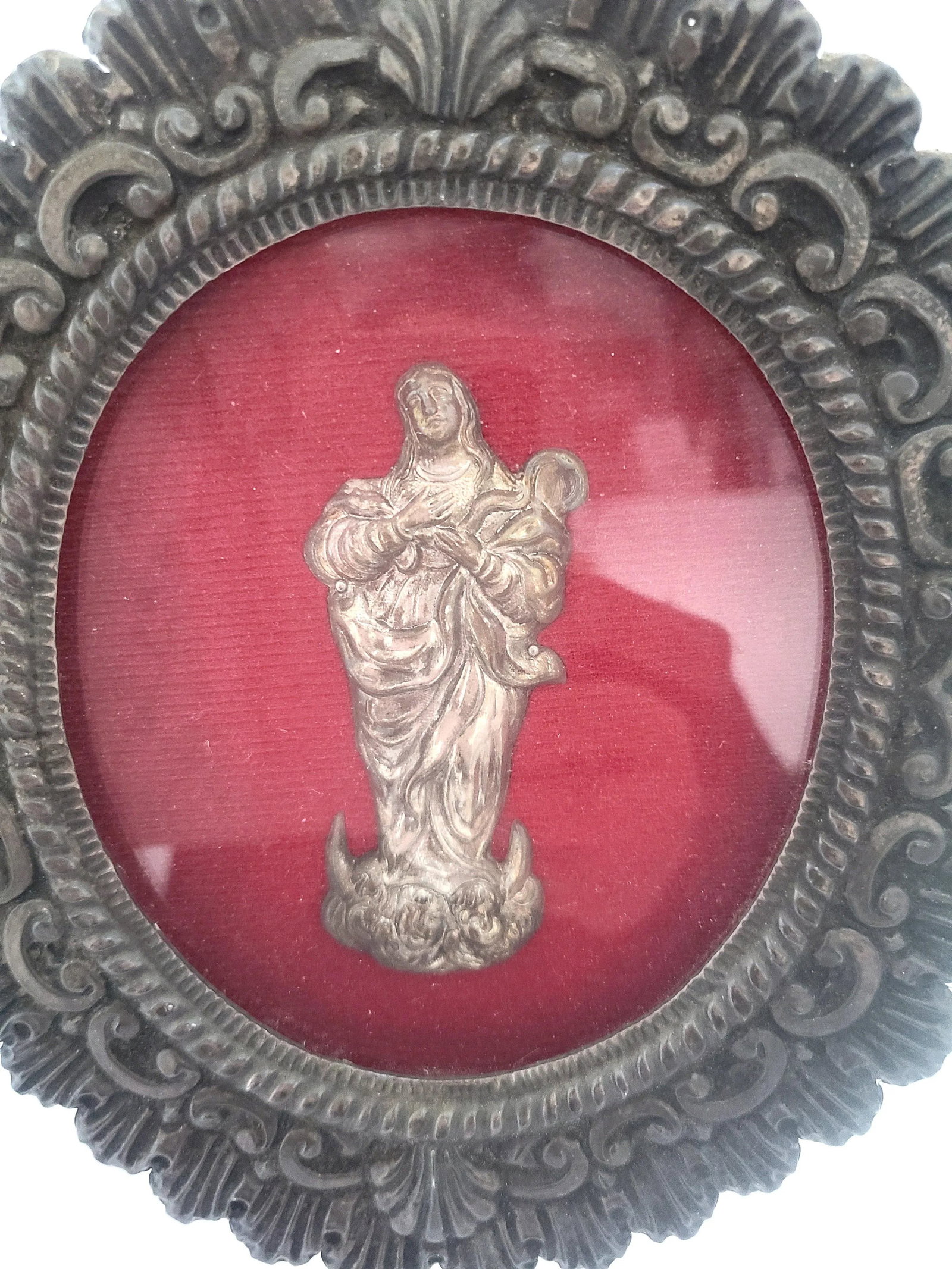 Antique Spanish Baroque Virgin Mary Wall Hanging - 2