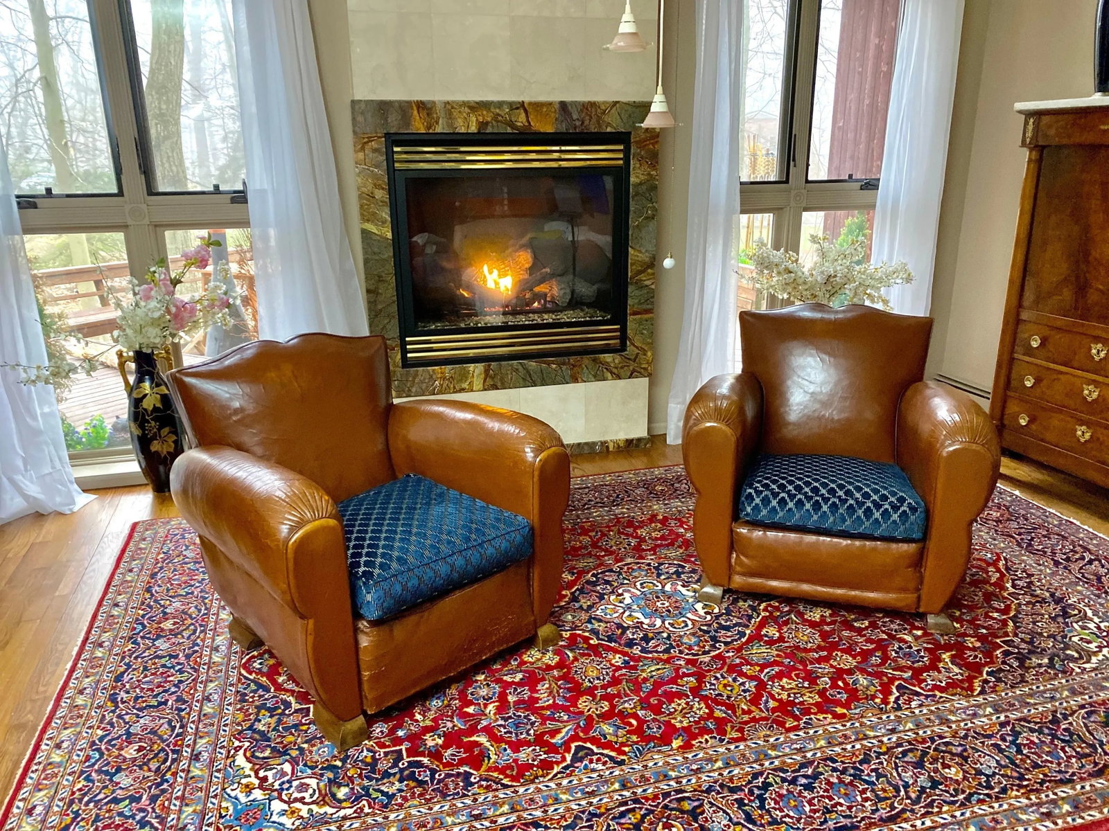 1930 Art Deco French Moustache Back Club Chairs with Christian Lacroix Cushions - a Pair - 2