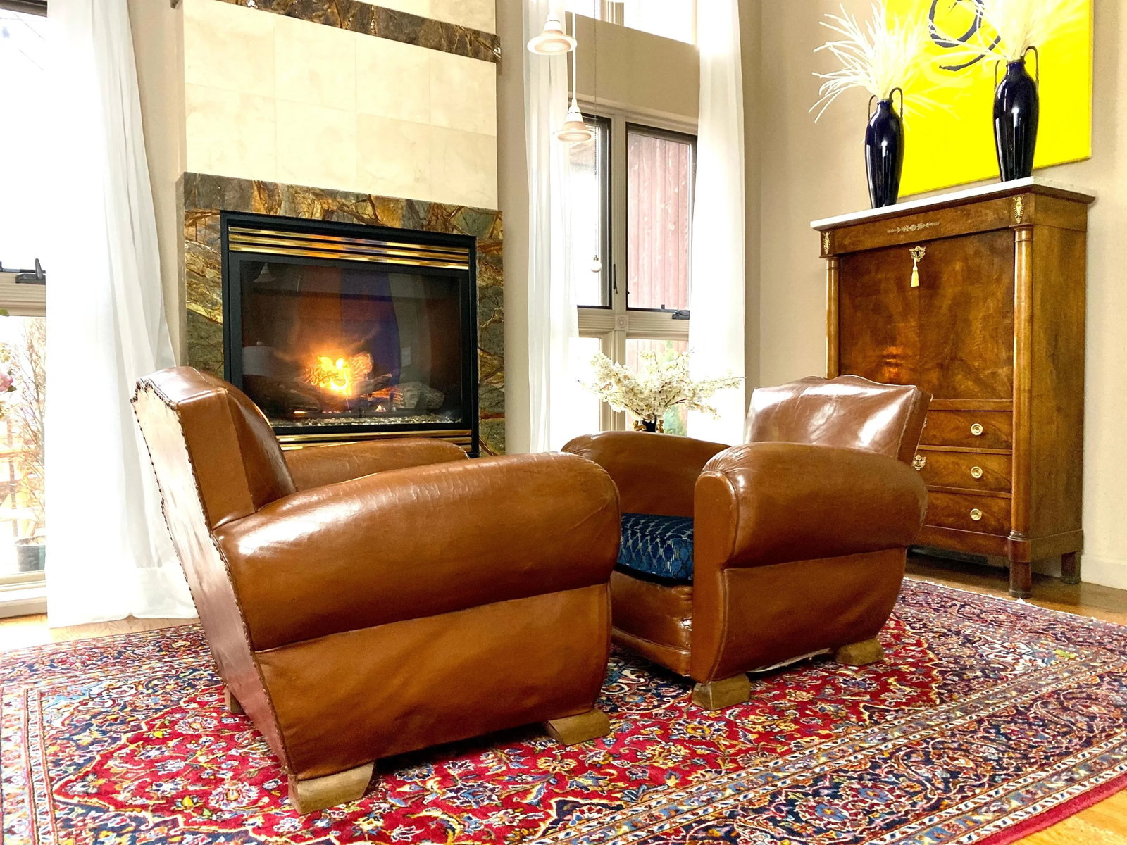 1930 Art Deco French Moustache Back Club Chairs with Christian Lacroix Cushions - a Pair - 4
