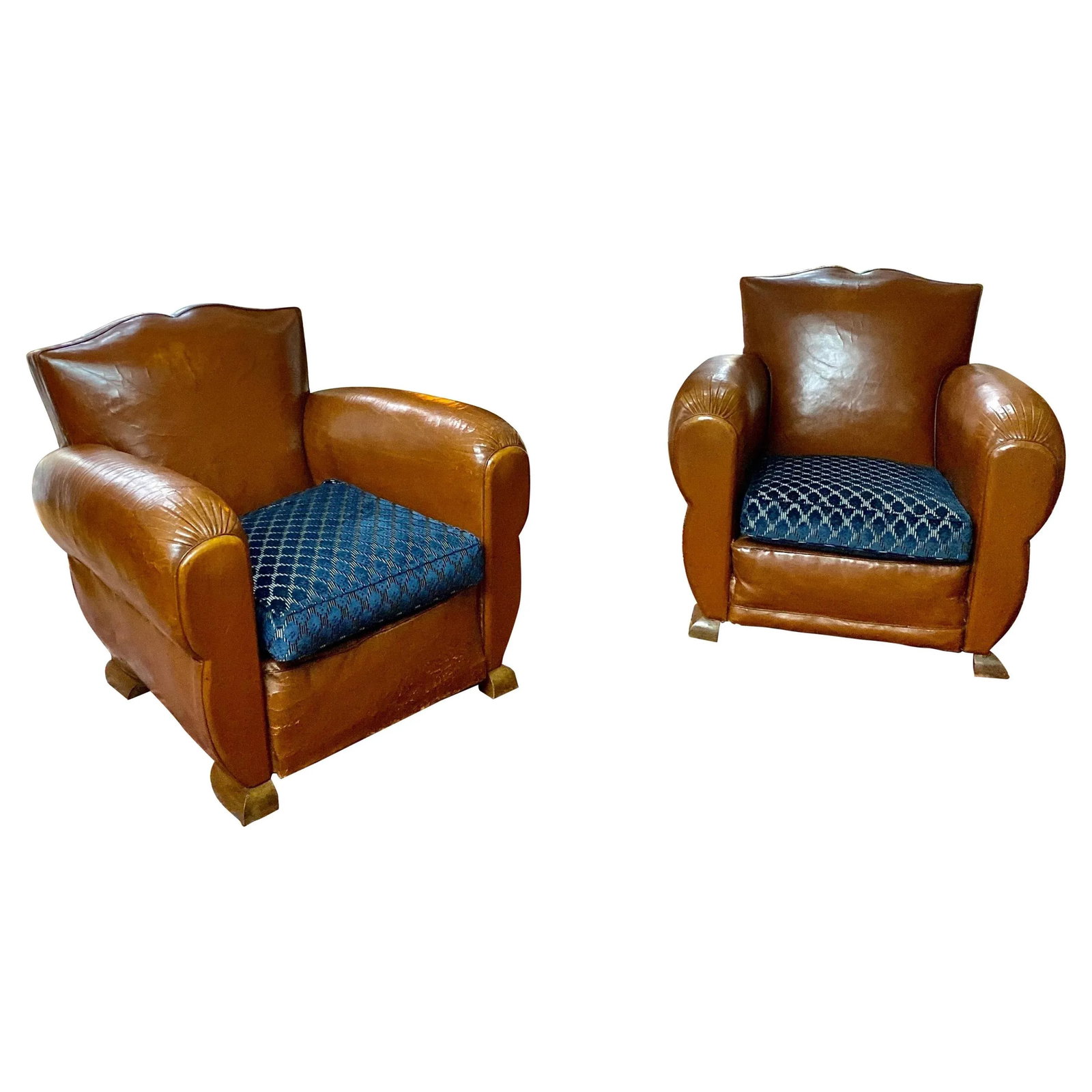 1930 Art Deco French Moustache Back Club Chairs with Christian Lacroix Cushions - a Pair - 8