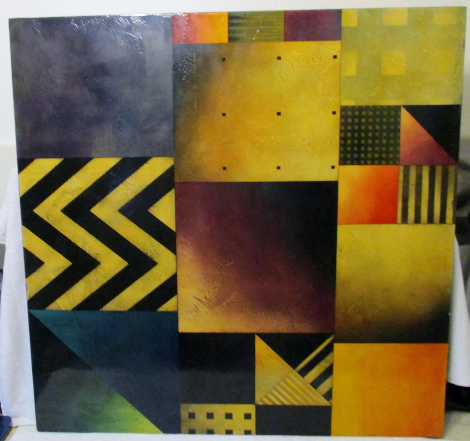 1996 "Patchwork" Gregg Robinson Modernist Geometric Abstract Painting - 8