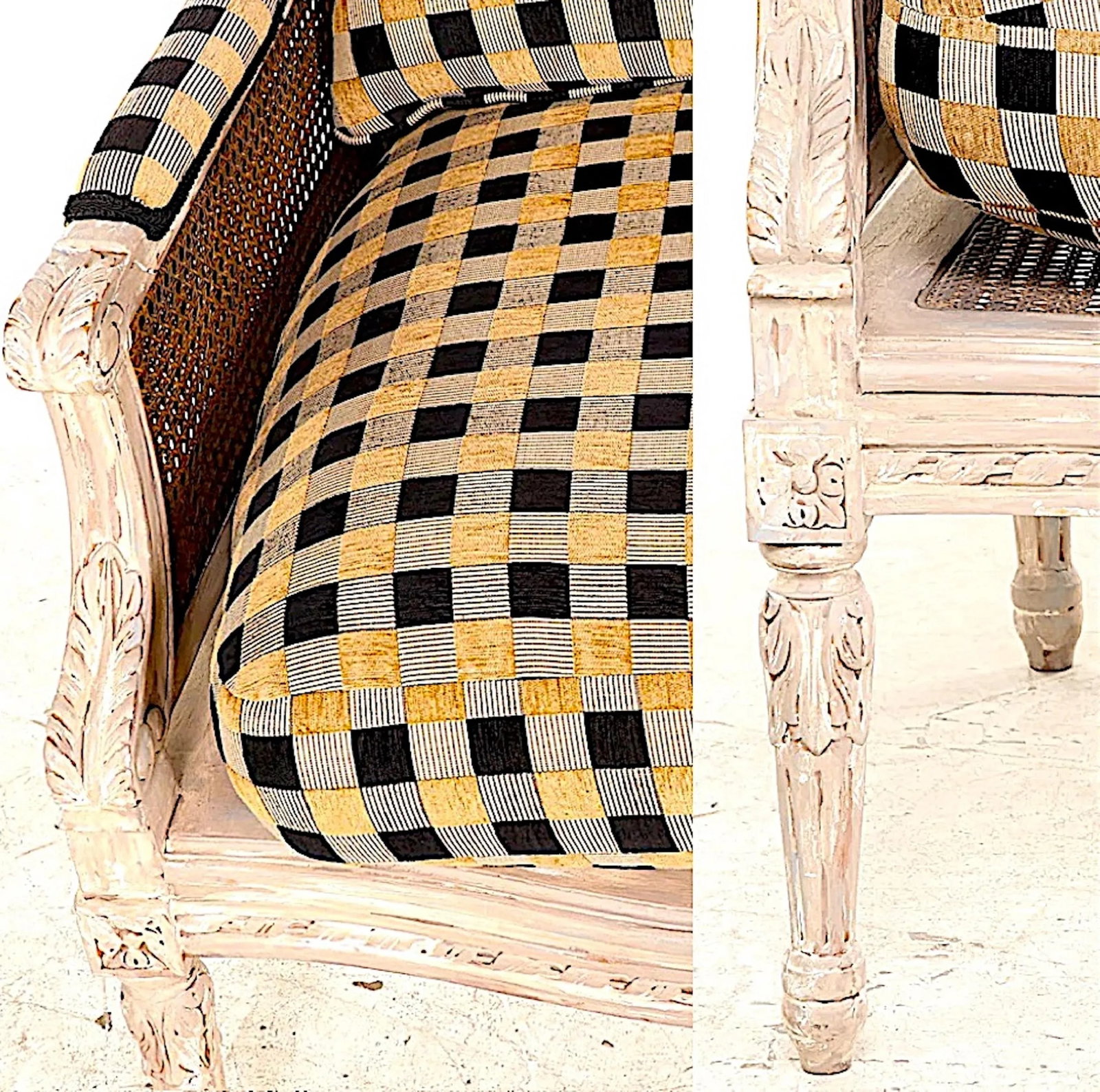 Louis XV Double Caned Wingback Bergeres - Clarence House Cushions - Pair - 11