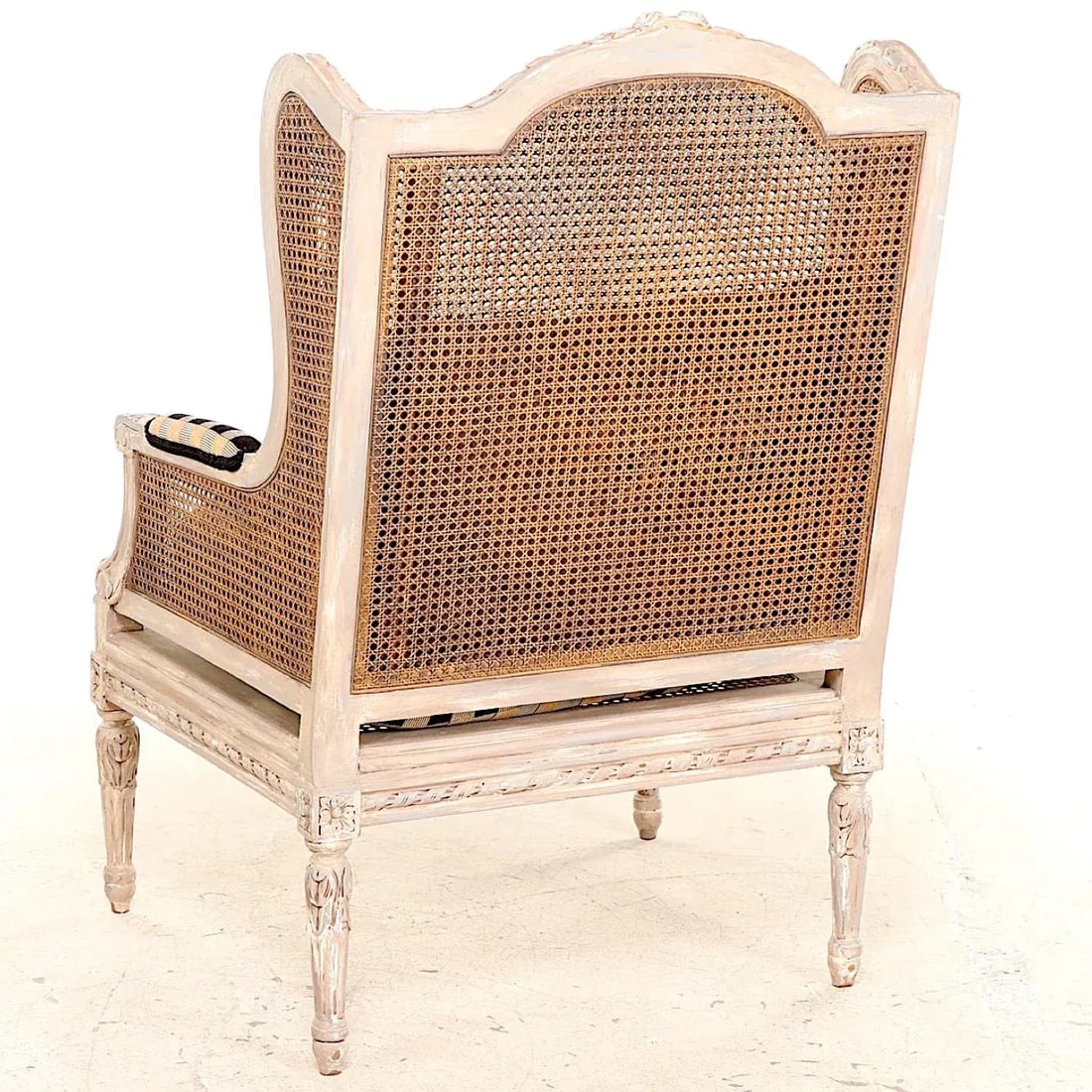 Louis XV Double Caned Wingback Bergeres - Clarence House Cushions - Pair - 4