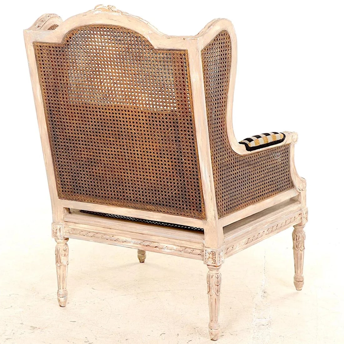 Louis XV Double Caned Wingback Bergeres - Clarence House Cushions - Pair - 5