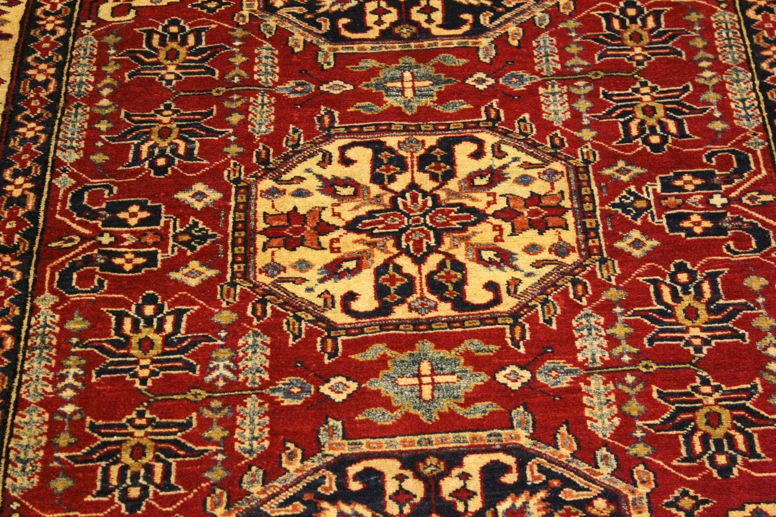 1980s Vintage Southwestern Super Kazak Clyde Red Wool Rug - 4'3'' X 5'8'' - 5