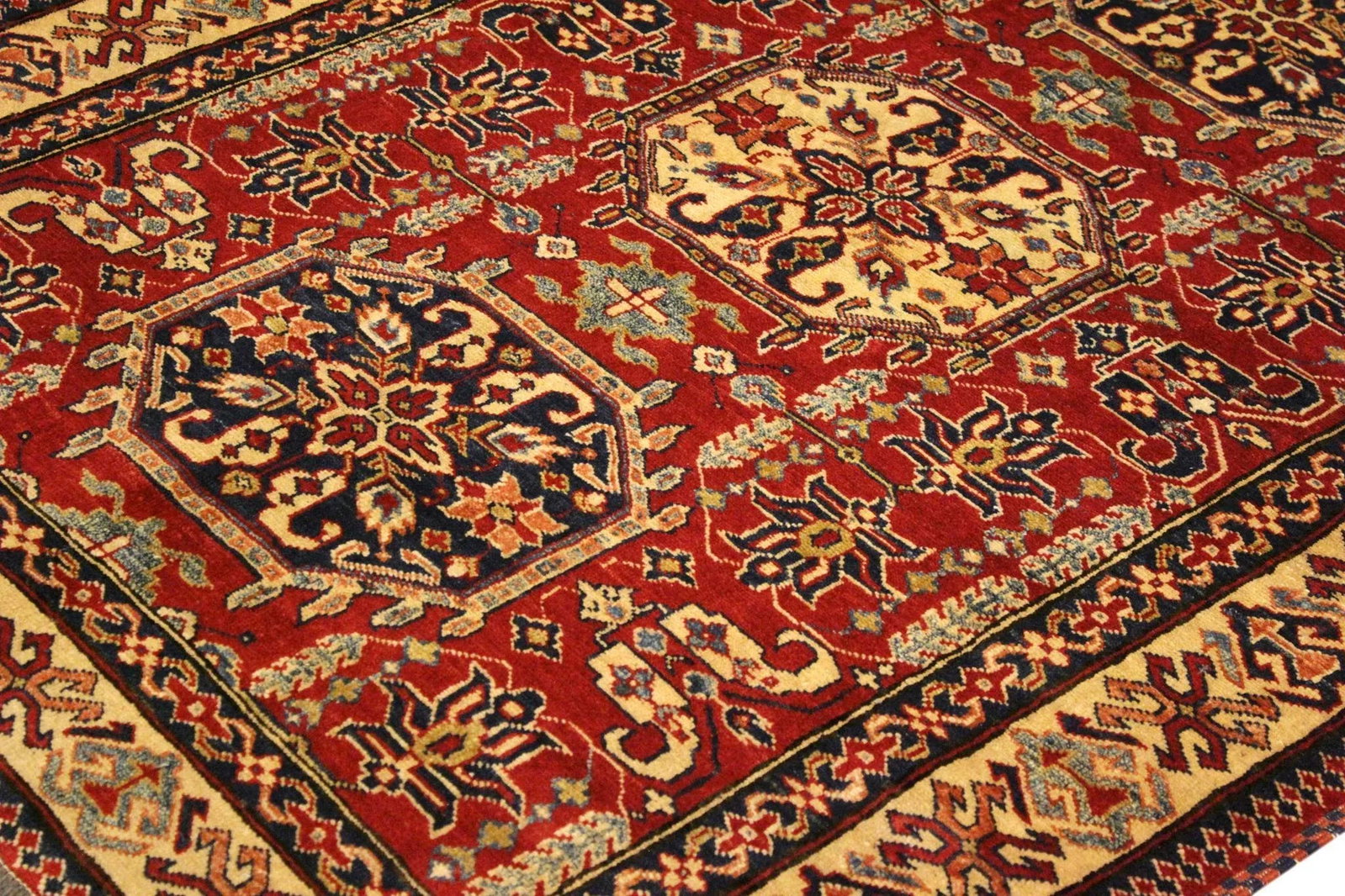 1980s Vintage Southwestern Super Kazak Clyde Red Wool Rug - 4'3'' X 5'8'' - 6