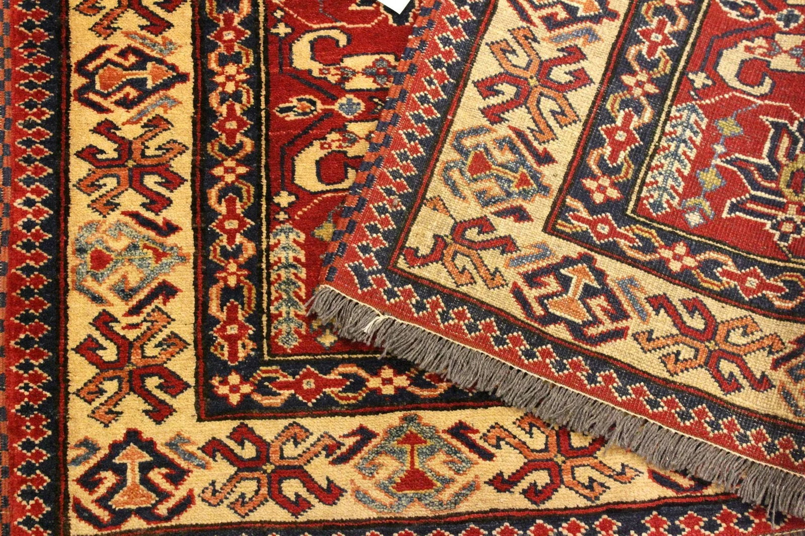 1980s Vintage Southwestern Super Kazak Clyde Red Wool Rug - 4'3'' X 5'8'' - 8