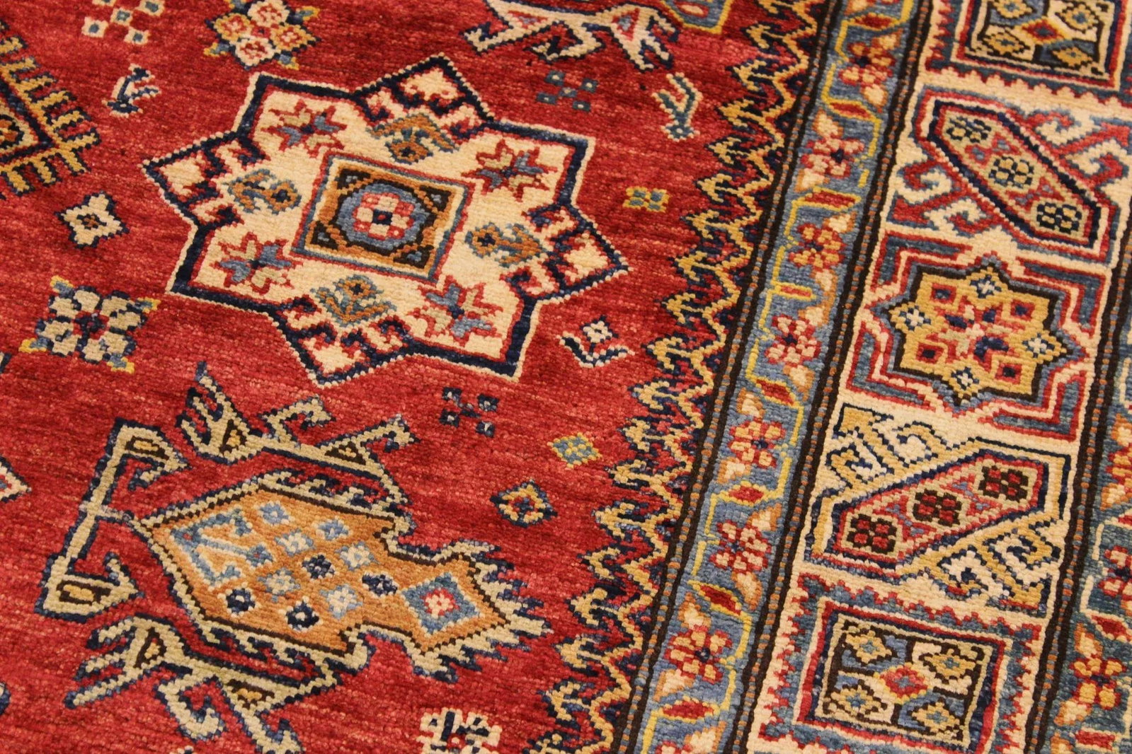 1990s 1990's Rustic Super Kazak Jenee Red/Tan Wool Rug - 4'10'' X 6'7'' - 5