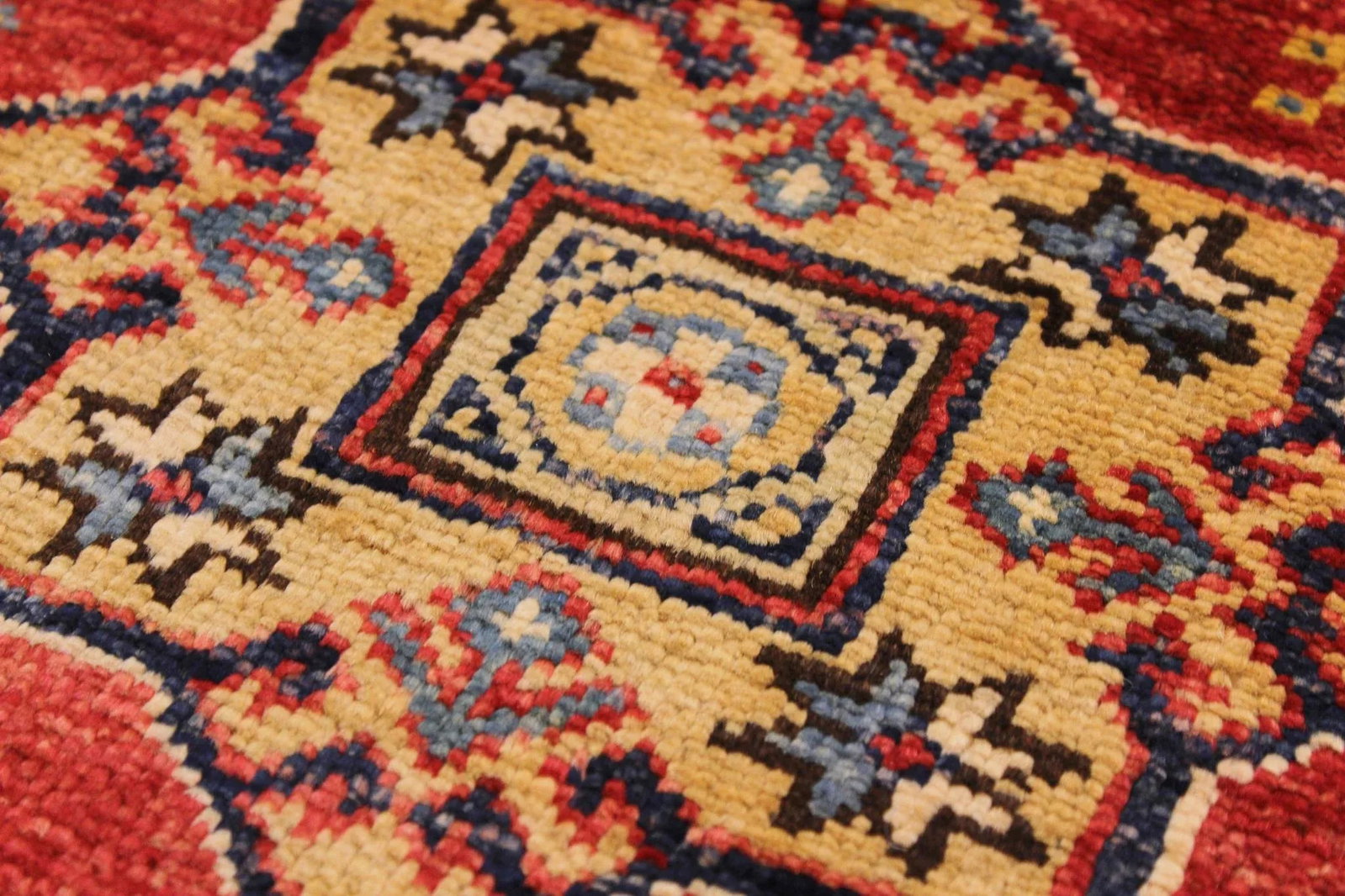 1990s 1990's Rustic Super Kazak Jenee Red/Tan Wool Rug - 4'10'' X 6'7'' - 7