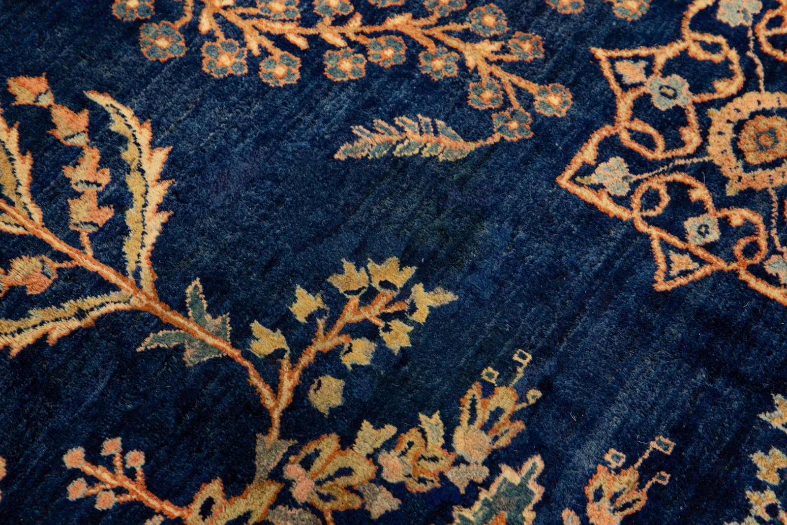 Antique Persian Sarouk Farahan Handmade Allover Designed Navy Blue Wool Rug - 10