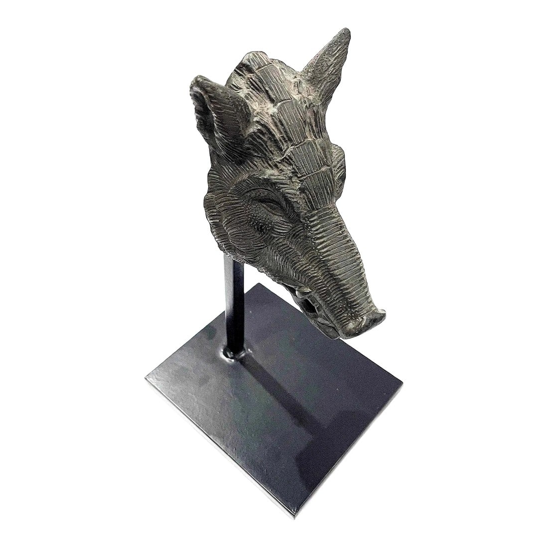 Wild Boar Sculpture in High Relief Cast Metal: Every room needs a twist. Something that strikes one in the most primal of ways. And what could be wilder then this perfectly sculpted, cast metal wild boar's head? Mounted atop a custom crafted