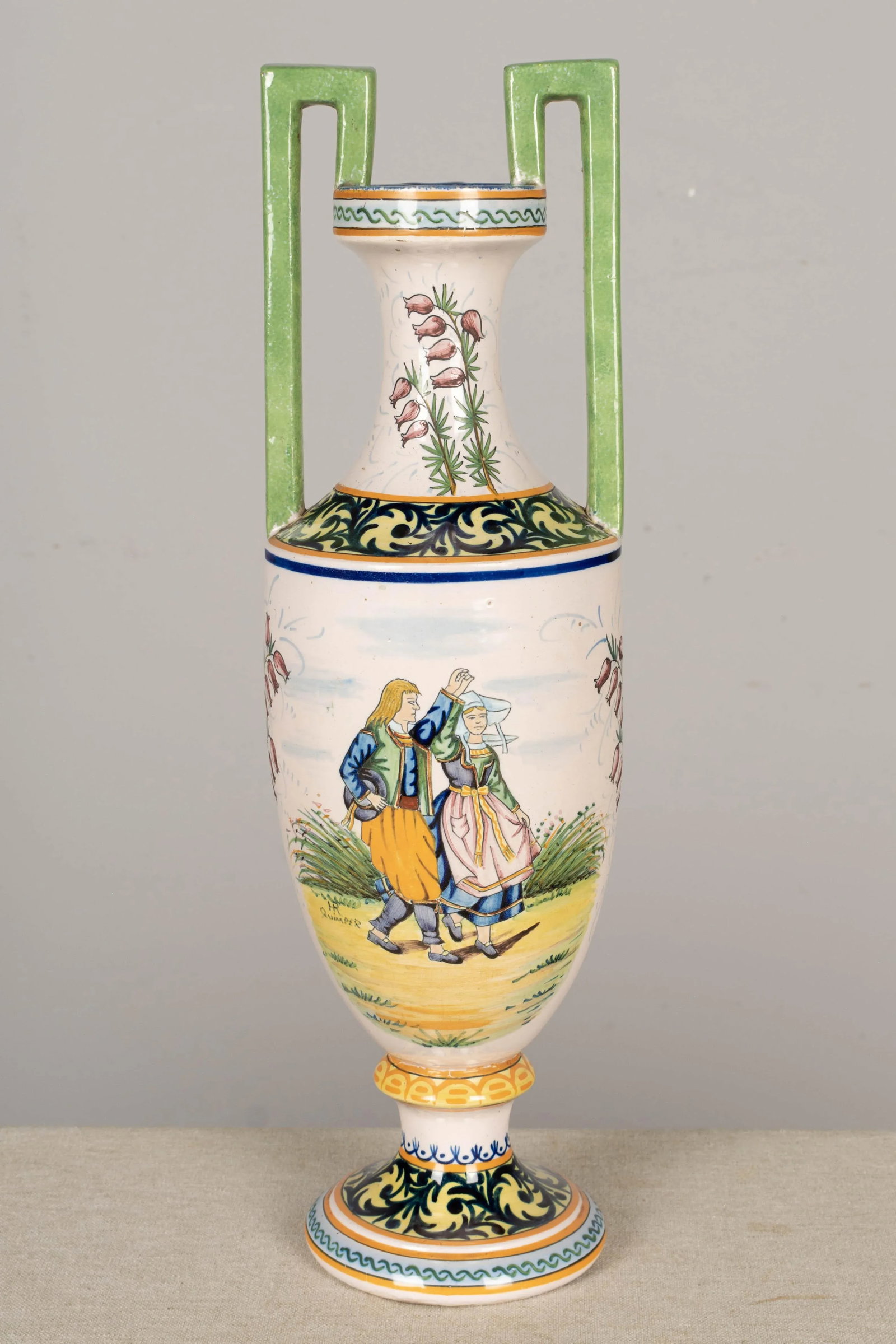 French Hr Quimper Vase - 13