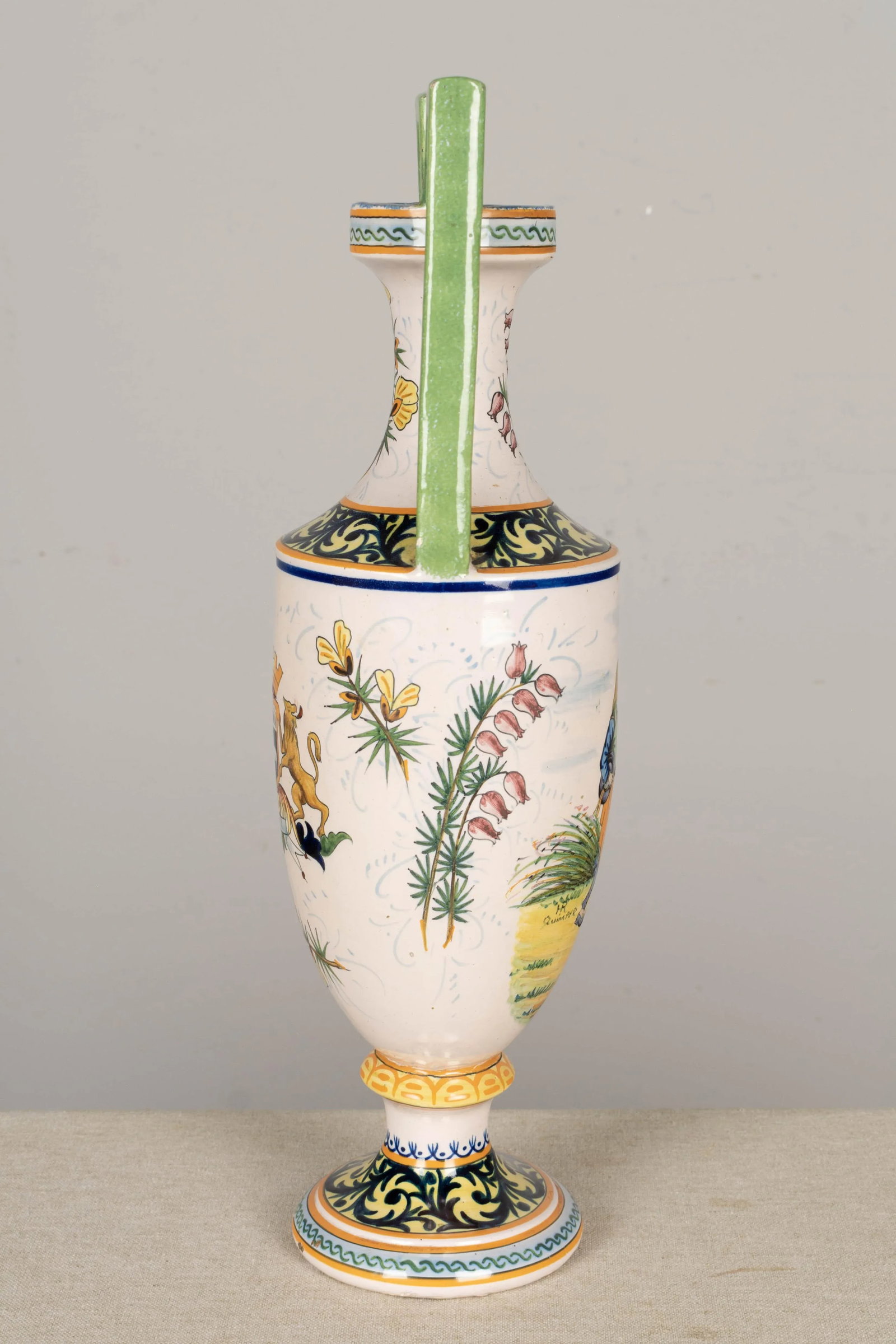 French Hr Quimper Vase - 4