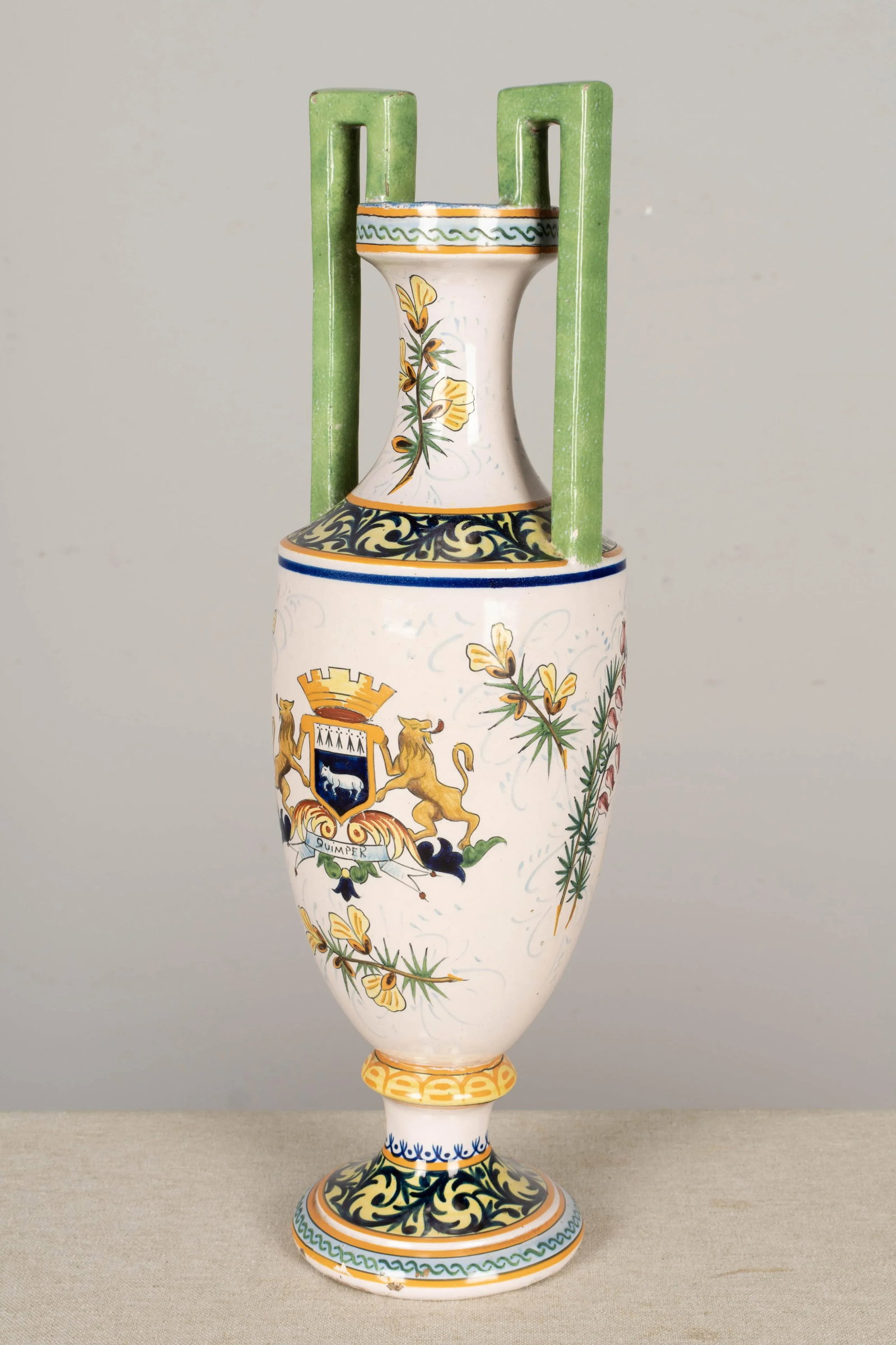 French Hr Quimper Vase - 6