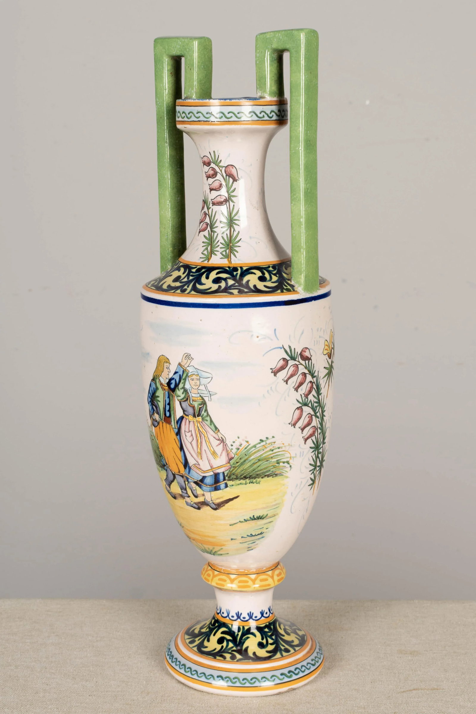 French Hr Quimper Vase - 7
