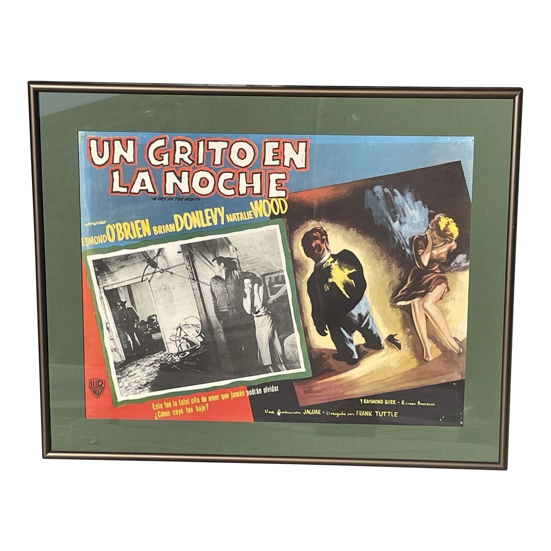 Vintage Mexican Movie Poster, Un Grito en La Noche, "A Cry in the Night": Dramatic Drawing combined with a Still from the movie, " A Cry in the Night" c. 1956. Edmund O'Brien took top billing over Natalie Wood! Condition: Alterations: Original Condition Unaltered Imperfecti