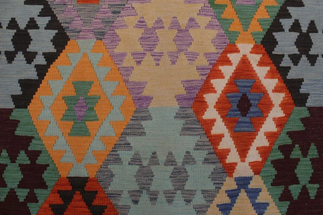 Early 21st Century Boho Chic Kilim Rust Black Wool Rug - 6