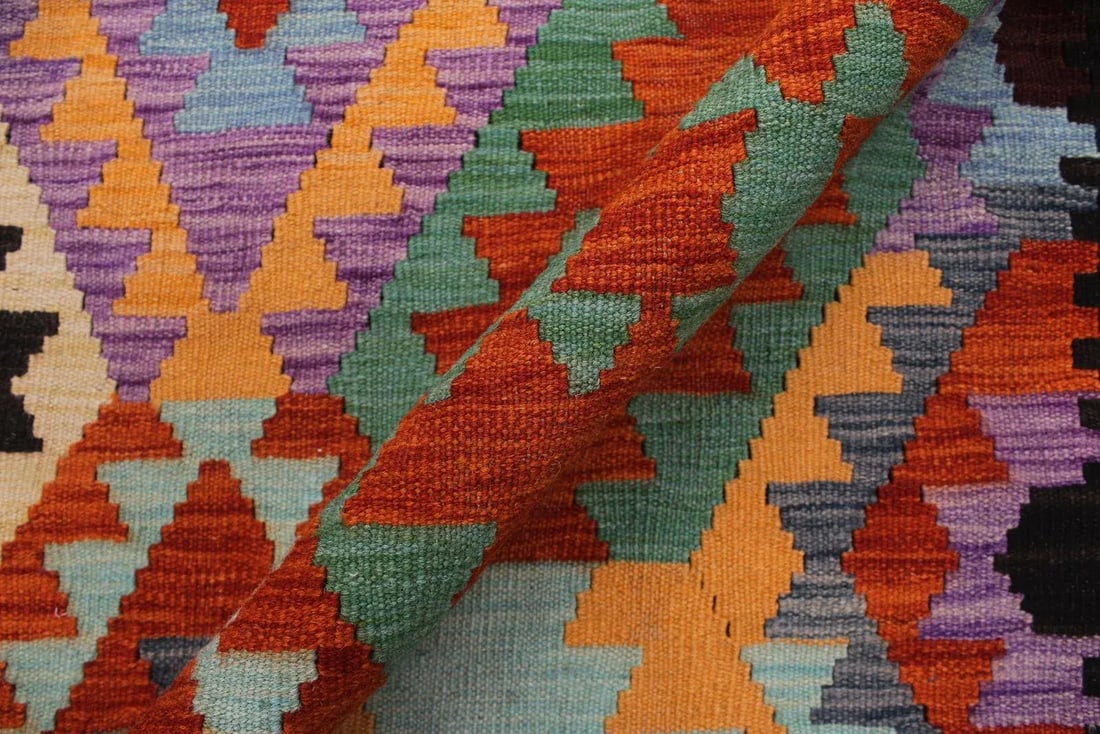 Early 21st Century Boho Chic Kilim Rust Black Wool Rug - 7