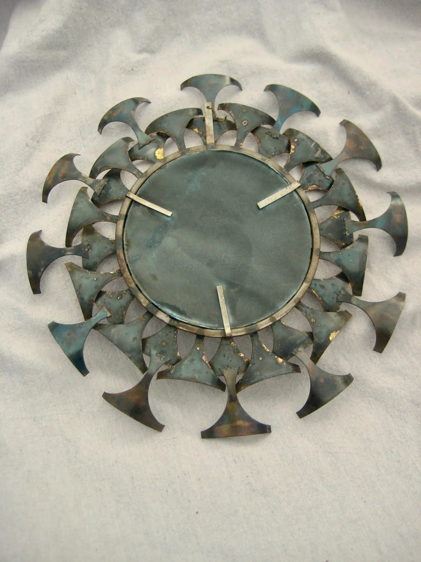 Mid-Century Modern Sunburst Iron Round Mirror Marc Weinstein Style - 5