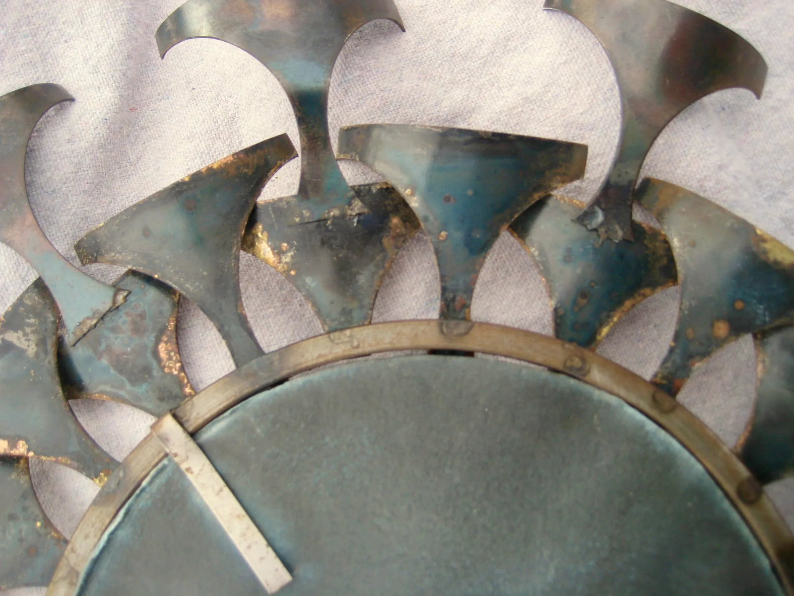 Mid-Century Modern Sunburst Iron Round Mirror Marc Weinstein Style - 6