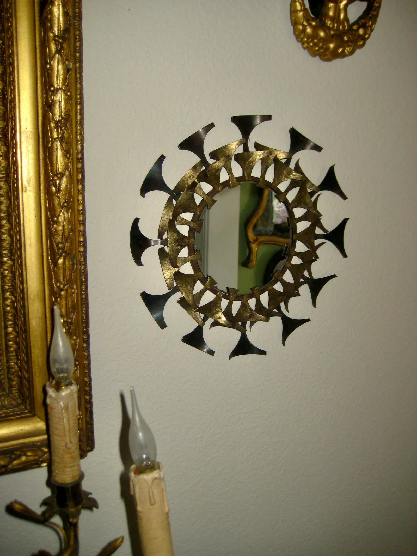Mid-Century Modern Sunburst Iron Round Mirror Marc Weinstein Style - 7