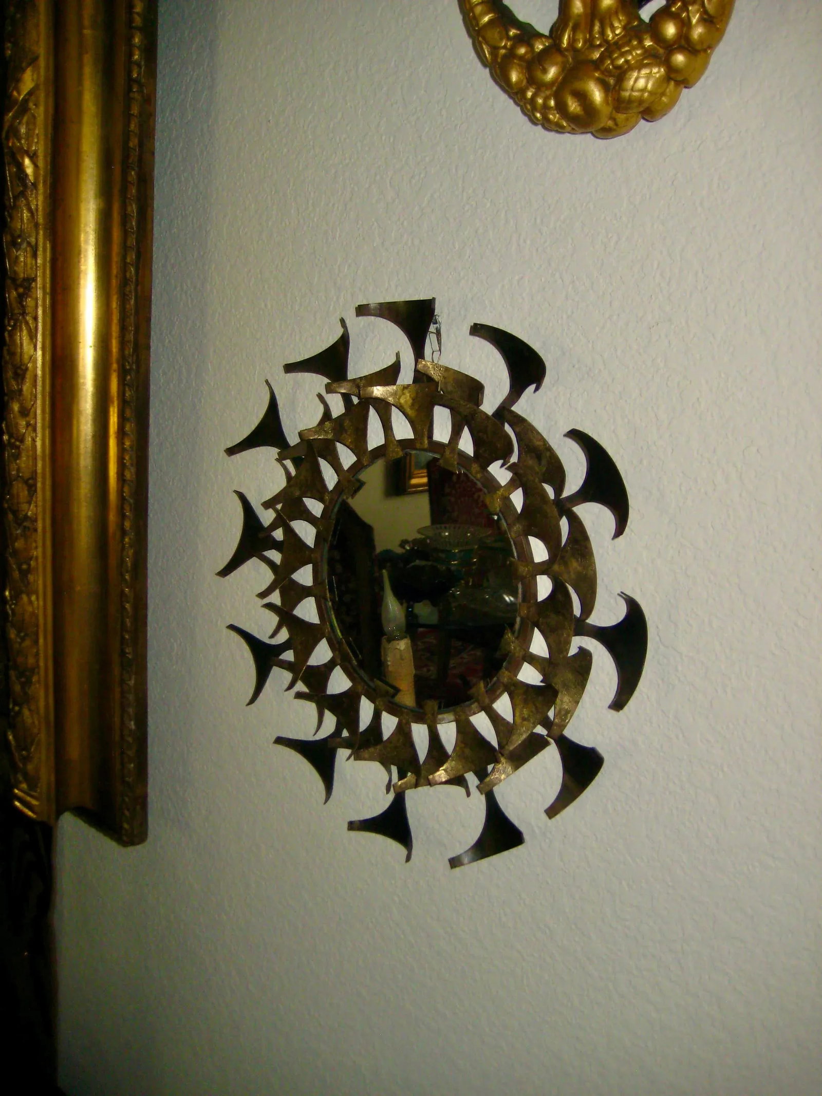Mid-Century Modern Sunburst Iron Round Mirror Marc Weinstein Style - 8