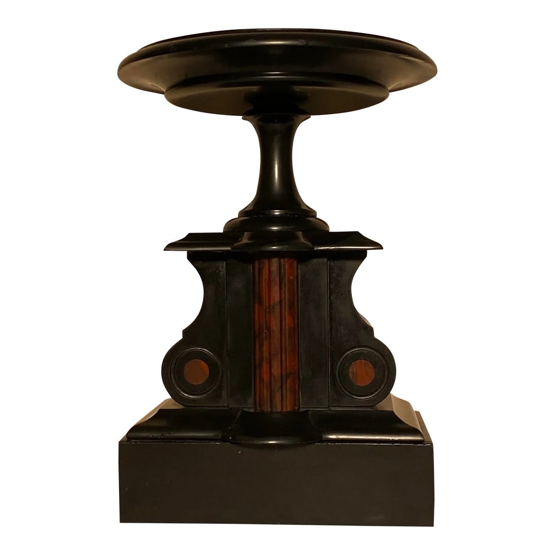 Late 19th Century French Tazza in Belgian Noir Marble With Red Verona Marble Details (1 of 8)