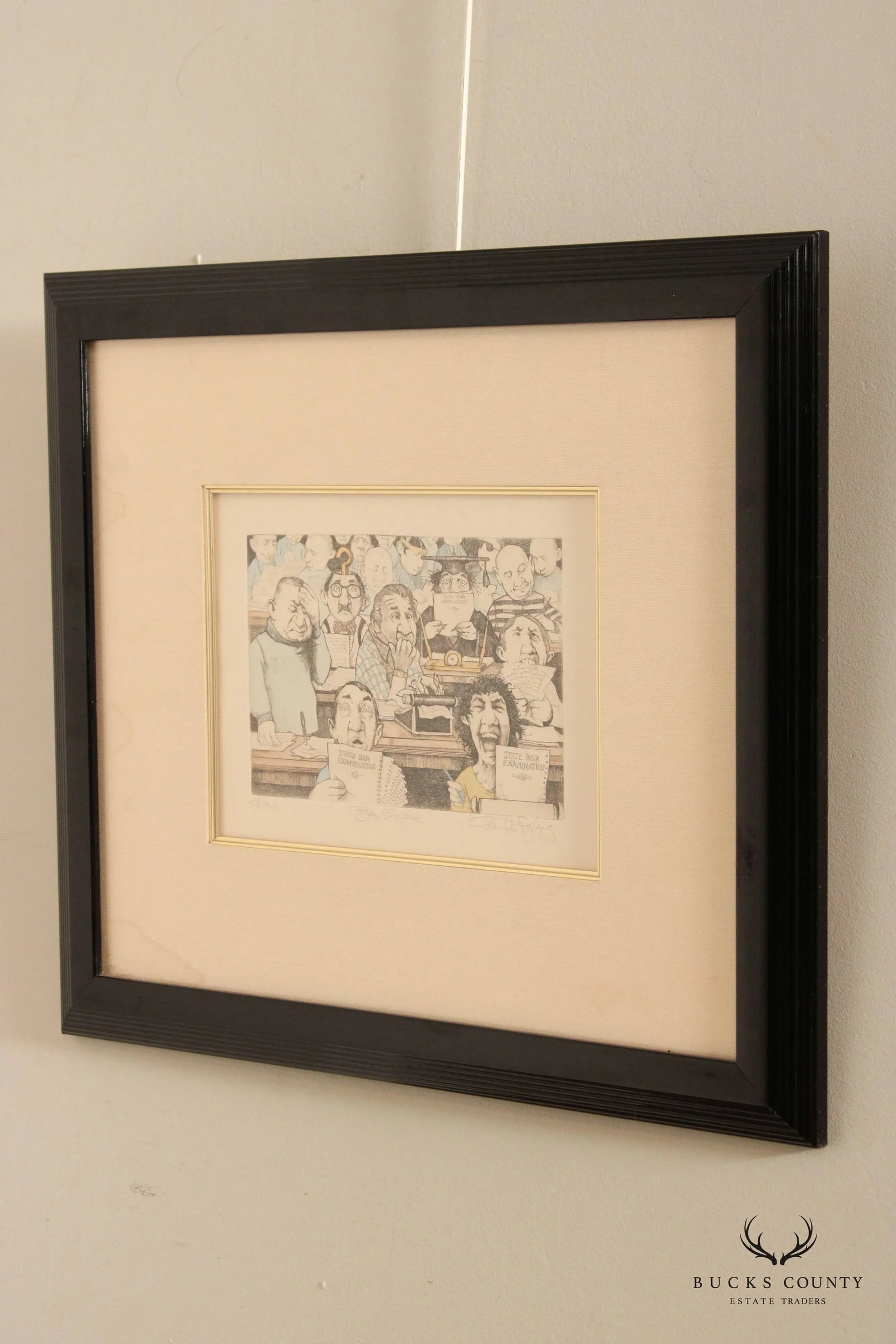 Charles Bragg 'Bar Exam' Limited Edition Etching, Custom Framed - 4