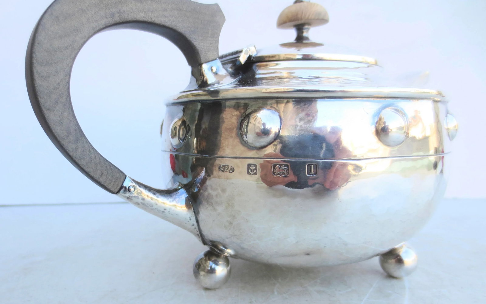 Antique Arts and Crafts Sterling Silver Tea Pot Circa 1910 - 2