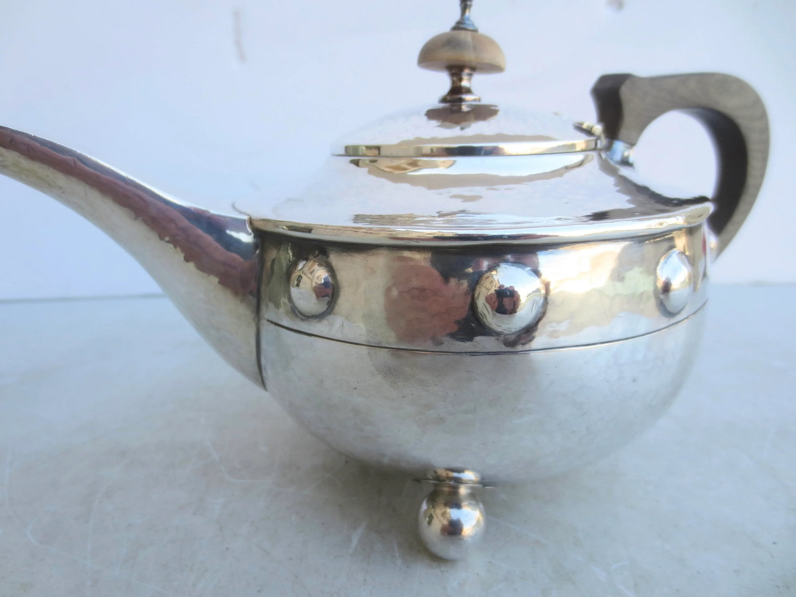 Antique Arts and Crafts Sterling Silver Tea Pot Circa 1910 - 6