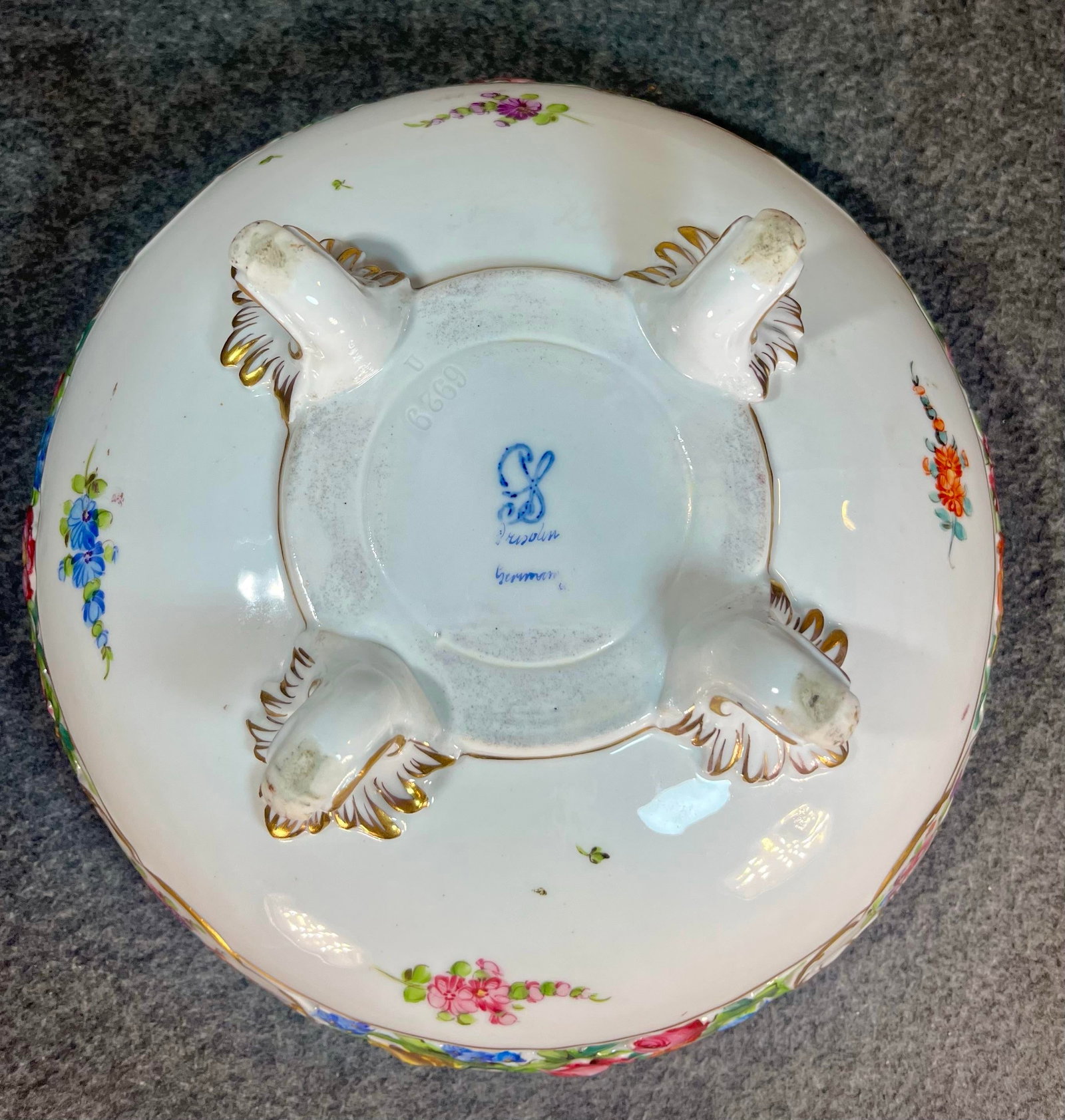 Antique Dresden Footed Reticulated Porcelain Bowl - 8