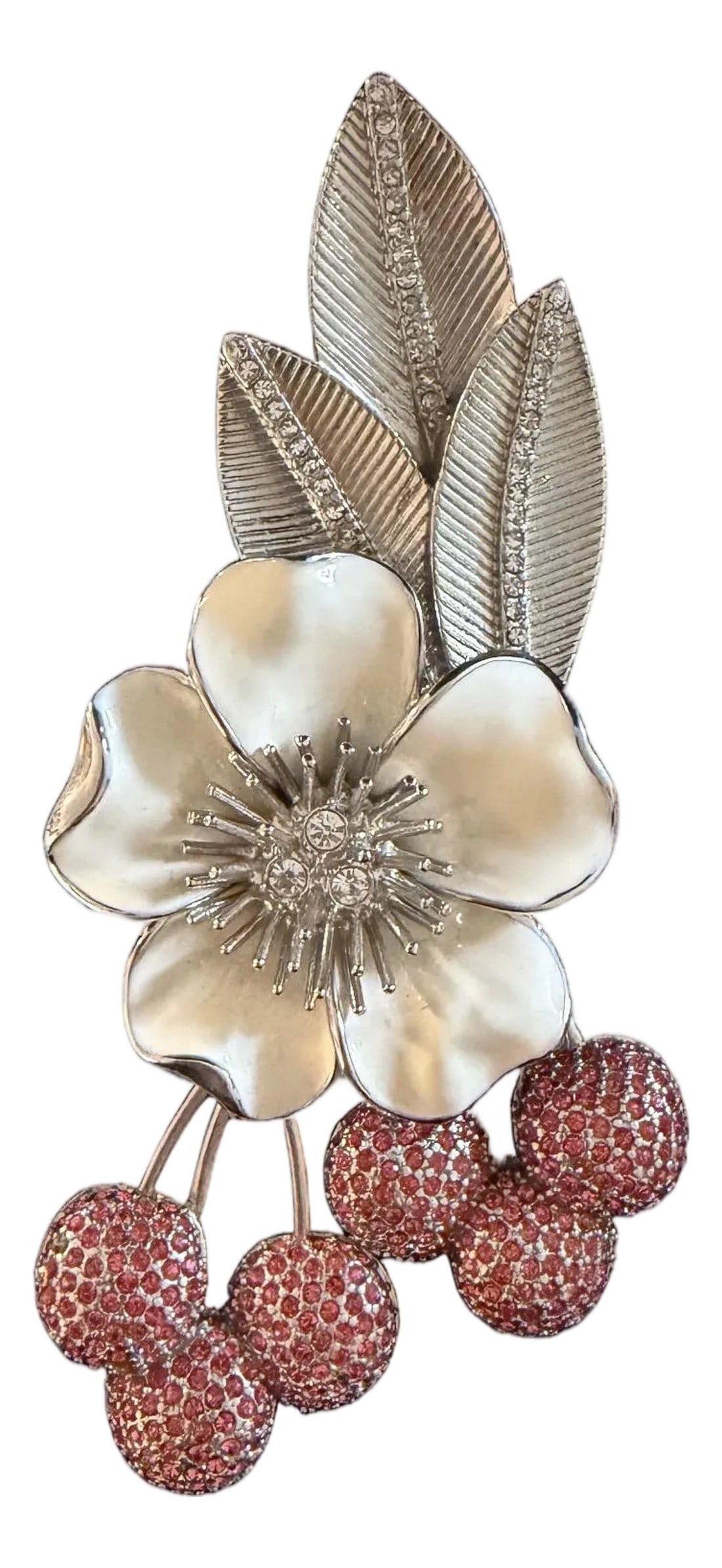 Vintage 1980's Judith Leiber XL Cherry Blossom Brooch With Swarovski Crystals (1 of 17)