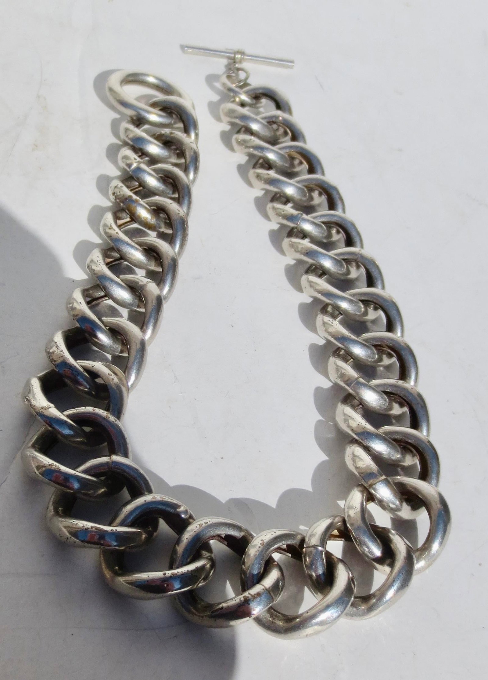Large Hollow Link Sterling Silver Necklace - 5