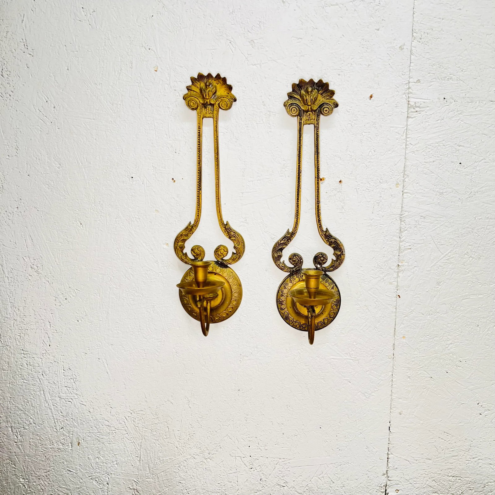 Art Deco Design Candle Sconces - a Pair - 12