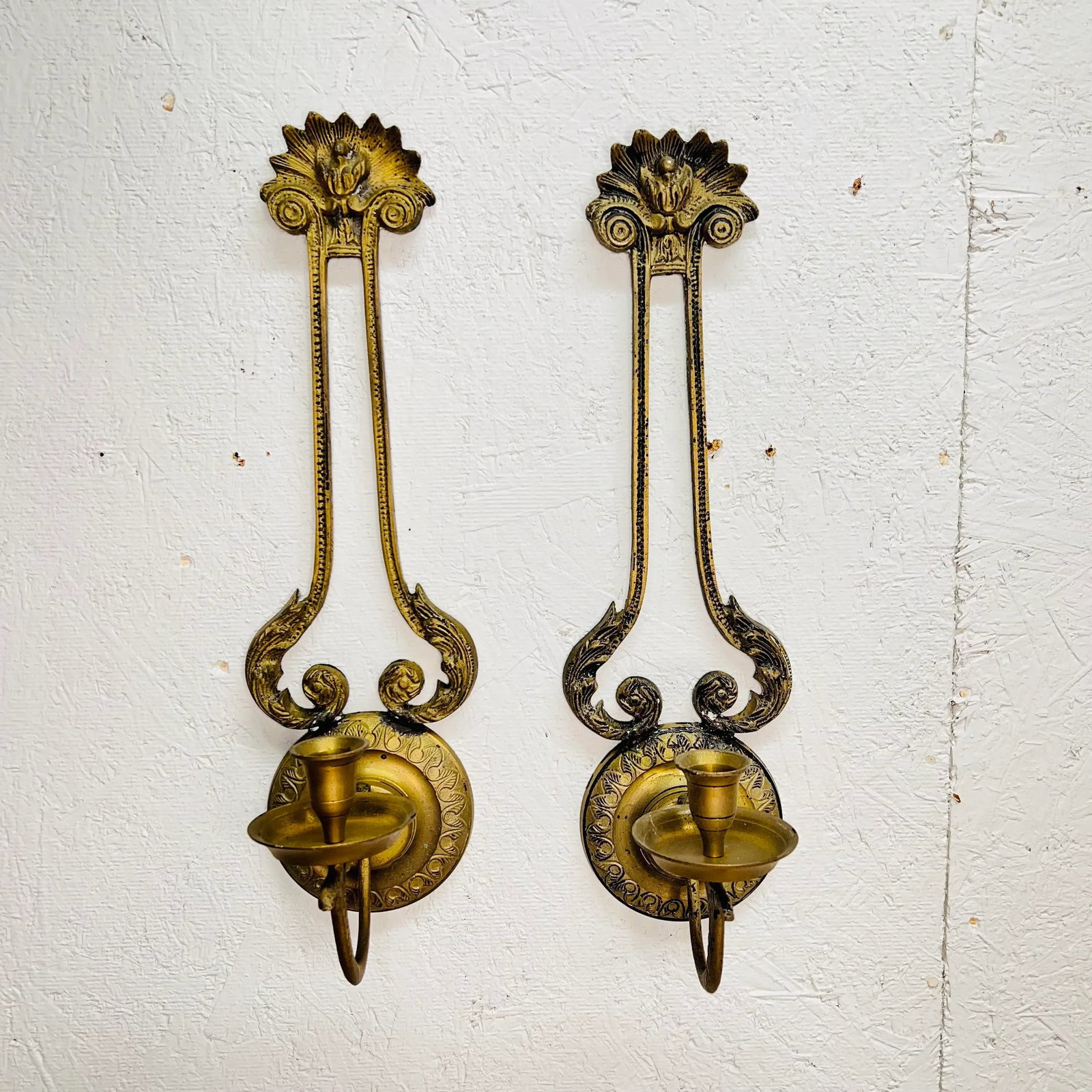 Art Deco Design Candle Sconces - a Pair - 2
