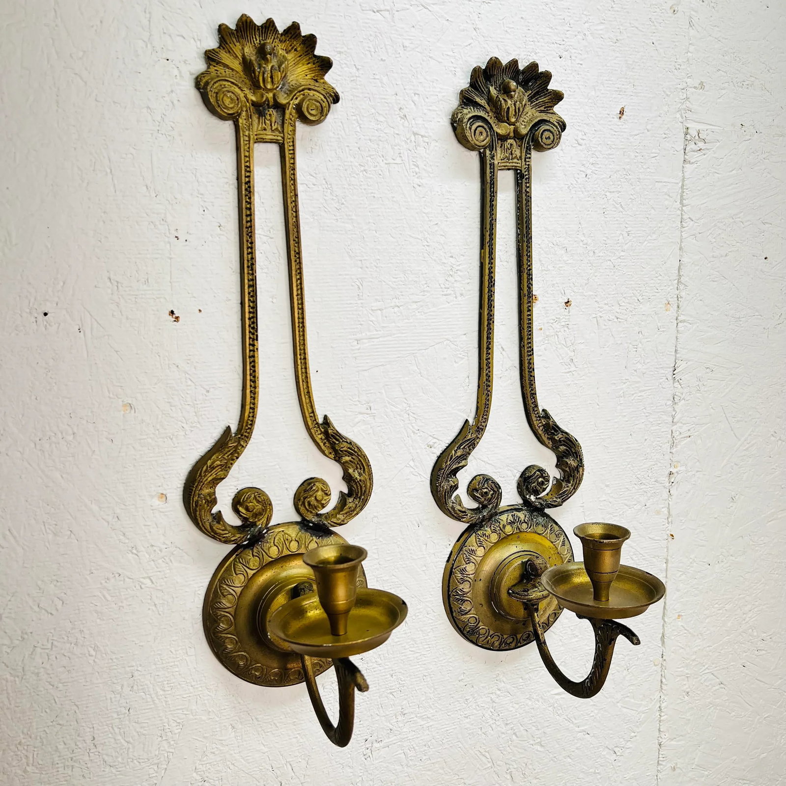 Art Deco Design Candle Sconces - a Pair - 3