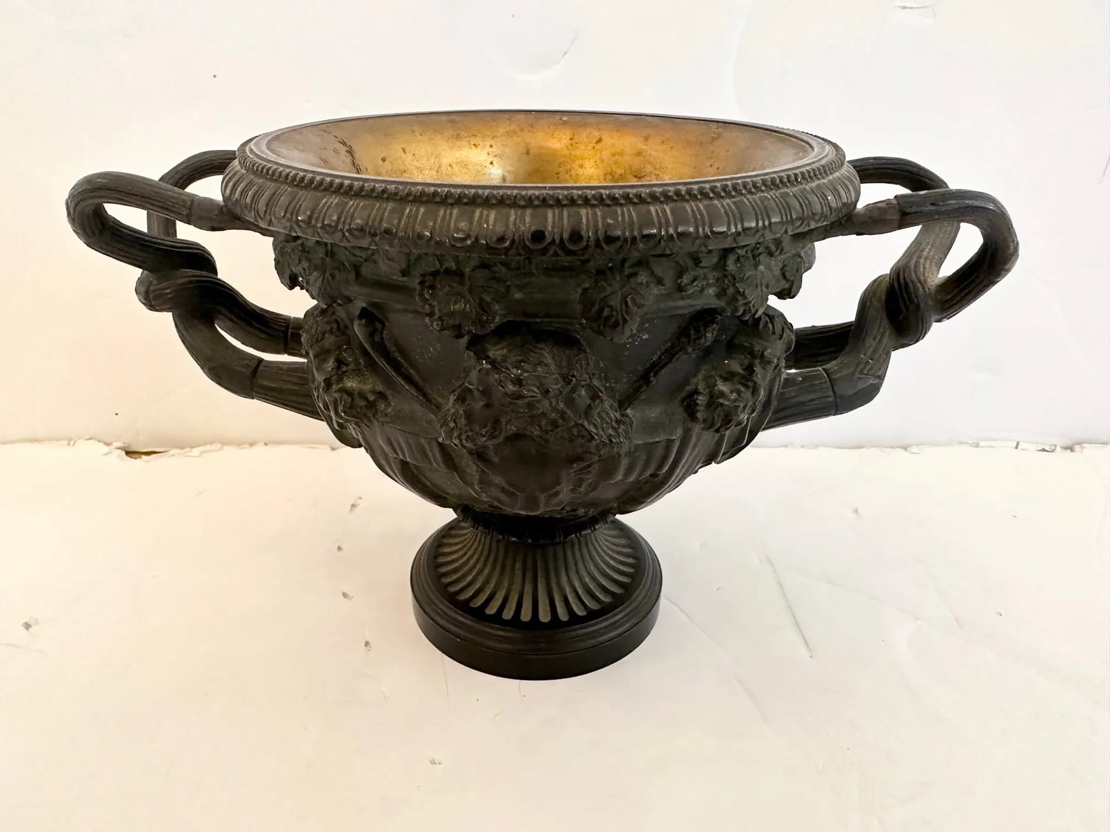 Grand Tour Italian Neoclassical Patinated Bronze Urn Warwick Vase - 7